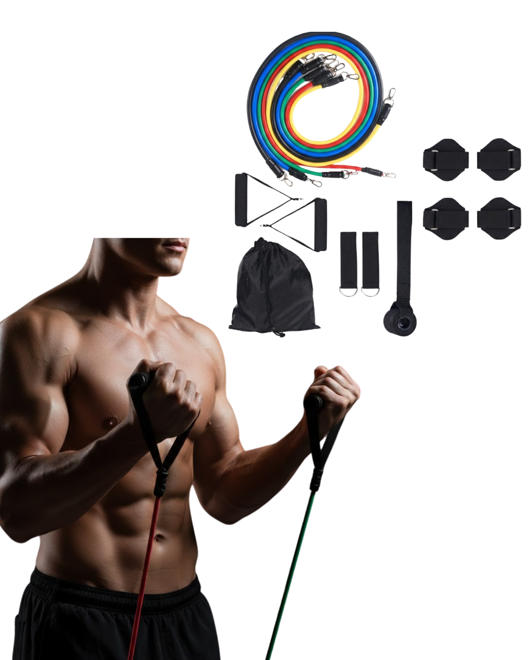 Direnç Seviyeli Pilates ve Fitness Egzersiz Bandı Seti Kapı Askıl