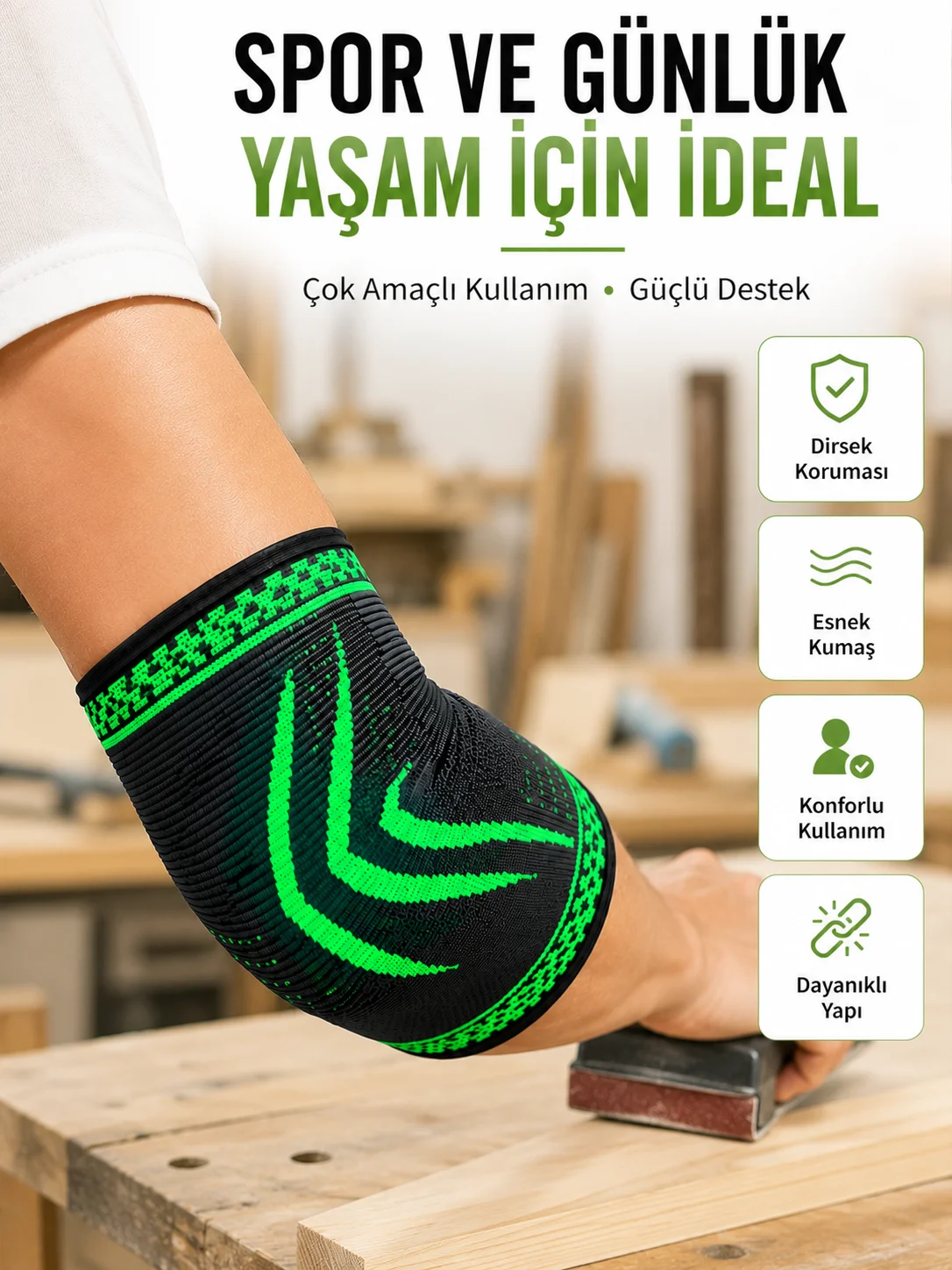 Dirsek Destekliği Kompresyonlu Elastik Spor Dirsek Koruyucu Günlük Kullanım İçin