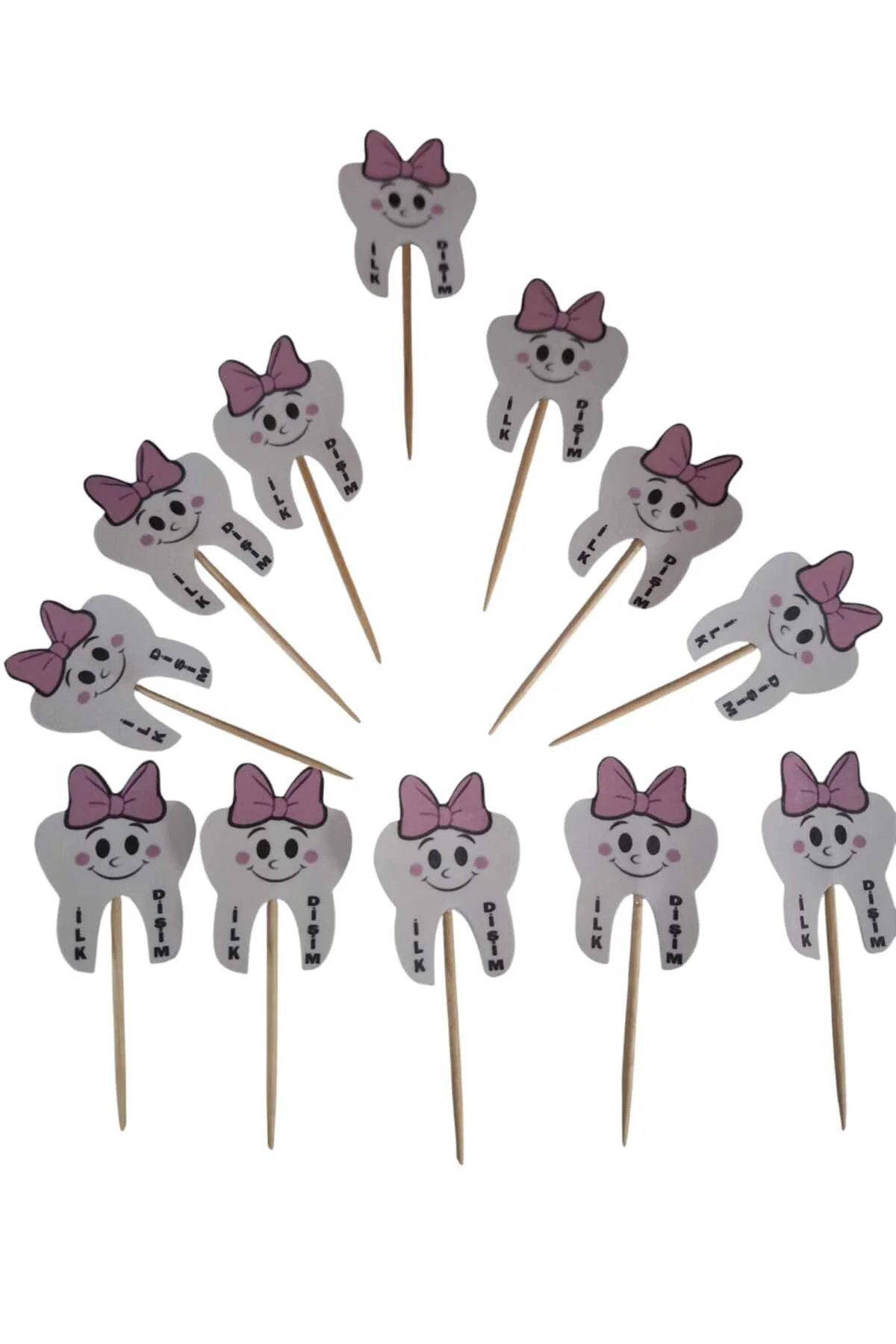 DİŞ  BUĞDAYI PEMBE KÜRDAN PASTA SÜSÜ  15 Lİ