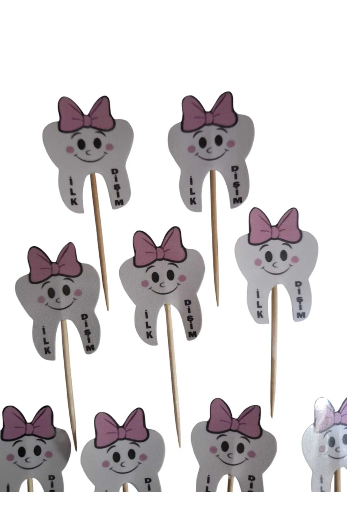 DİŞ  BUĞDAYI PEMBE KÜRDAN PASTA SÜSÜ  15 Lİ