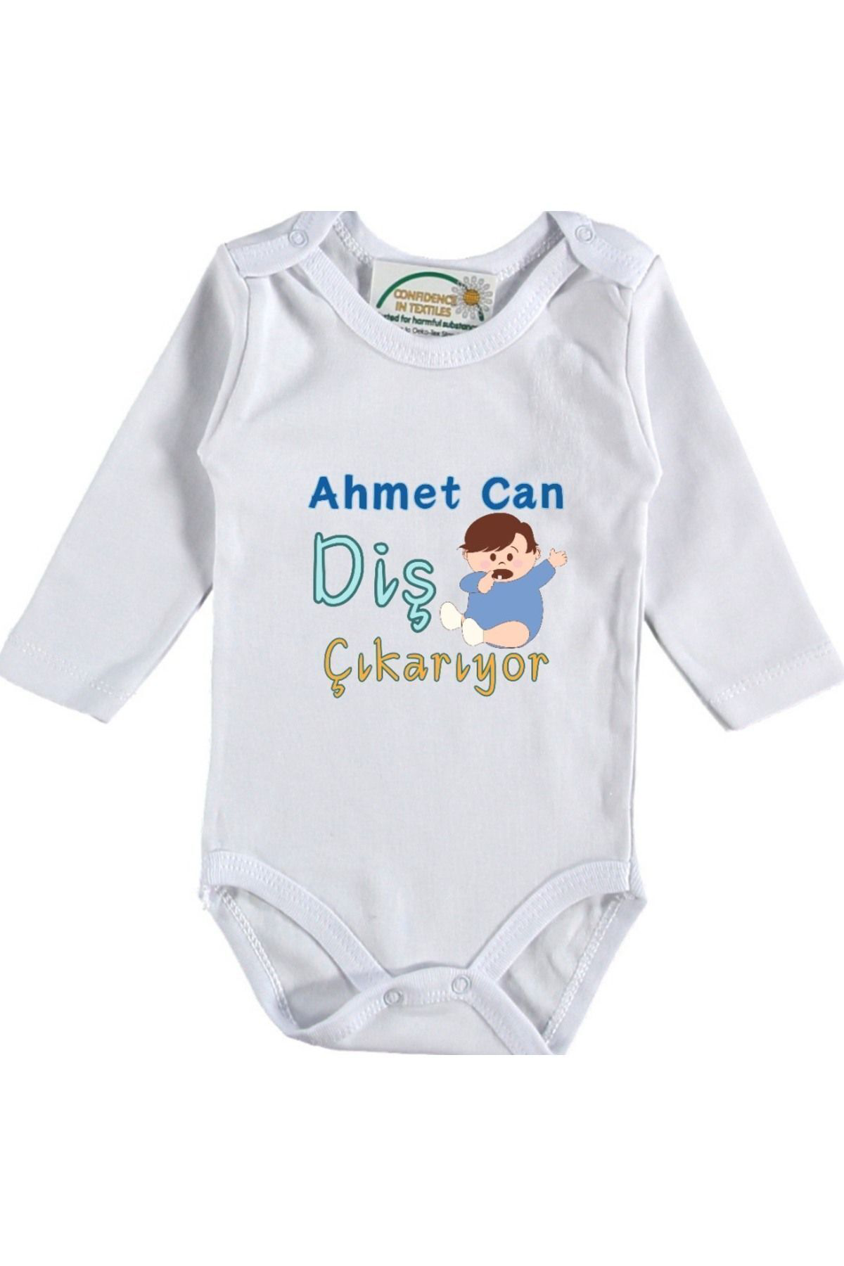 Diş Çıkarıyor Yazılı Erkek Bebek Zıbın