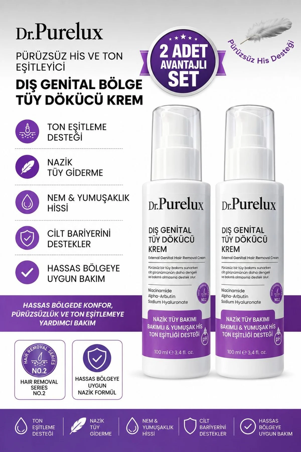 Dış Genital Bölge İçin Hassas Tüy Dökücü Krem – Pürüzsüz His ve T
