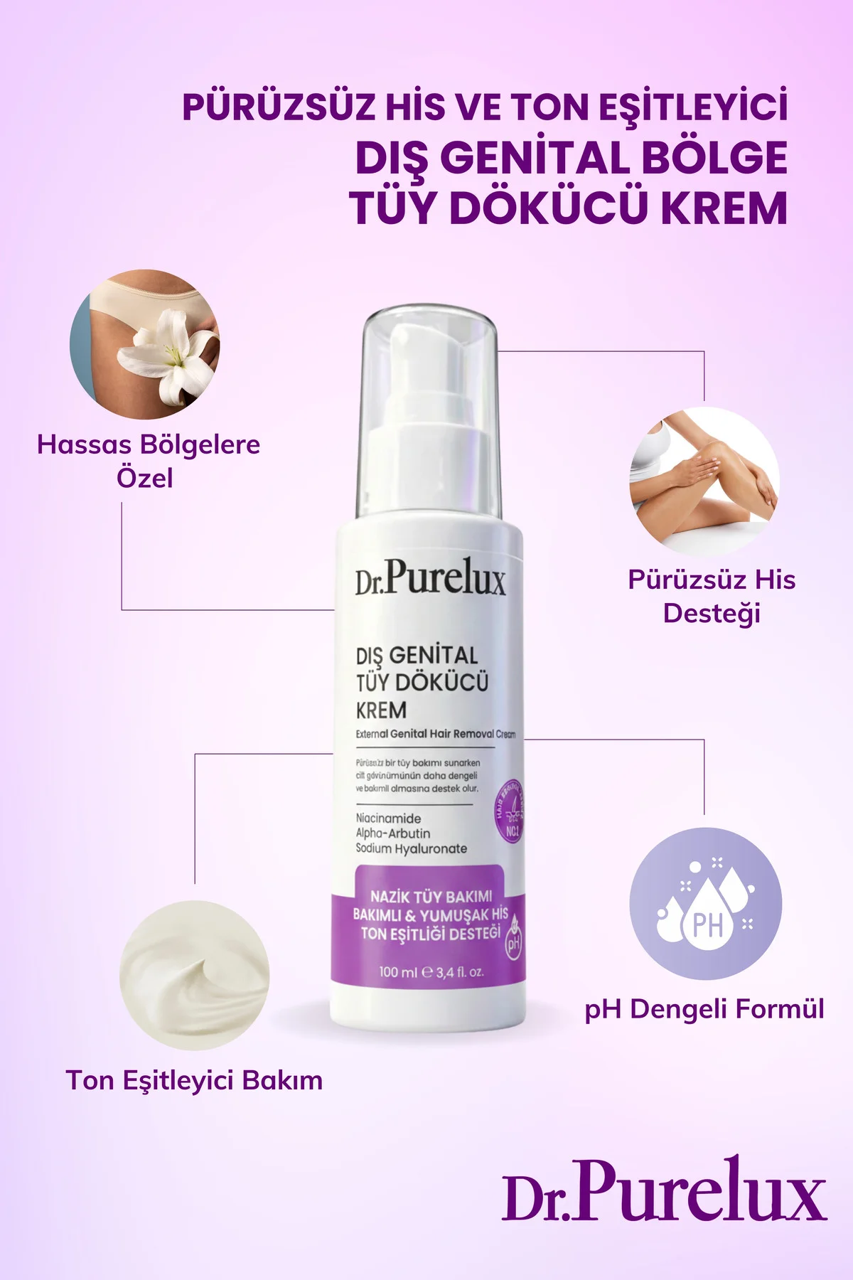 Dış Genital Bölge İçin Hassas Tüy Dökücü Krem – Pürüzsüz His ve T