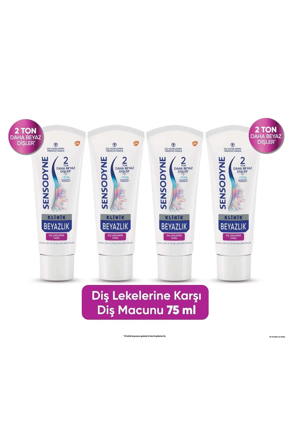 Sensodyne Diş Macunu Klinik Beyazlık Diş Lekesi 75 Ml X 4 Adet