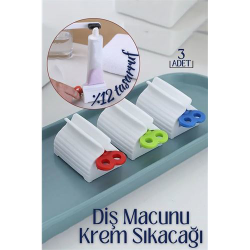 Diş Macunu Krem Sıkacağı 3'lü Set Tuppo Design Diş Macunu Krem Sıkacağı 3'lü Set Tuppo Design