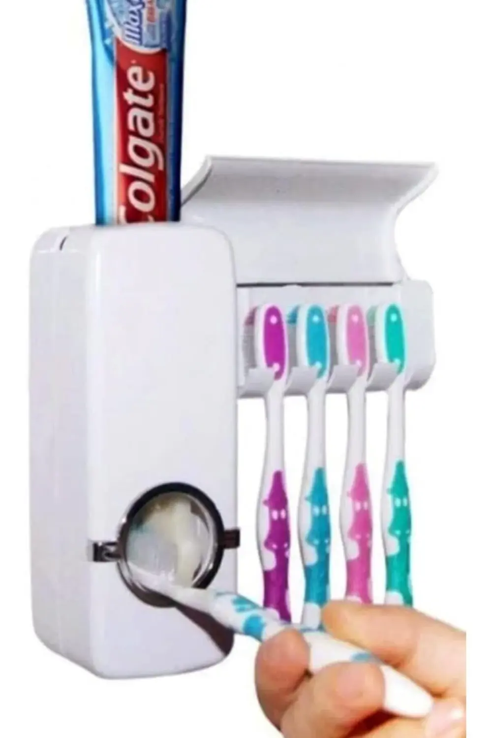 Diş Macunu Sıkacağı Duvar Monteli Otomatik 5 Li Fırça Tutucu Diş