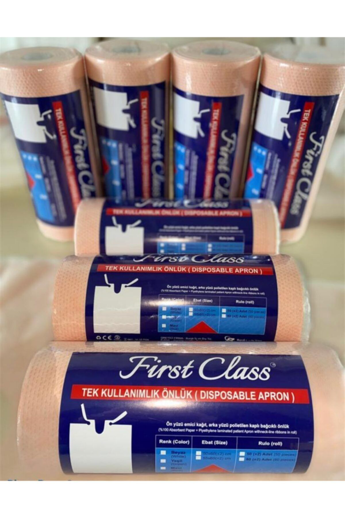 Dişçi Hasta Önlüğü Turuncu Laminasyonlu Sıvı Geçirmez 80'li 2 Rul