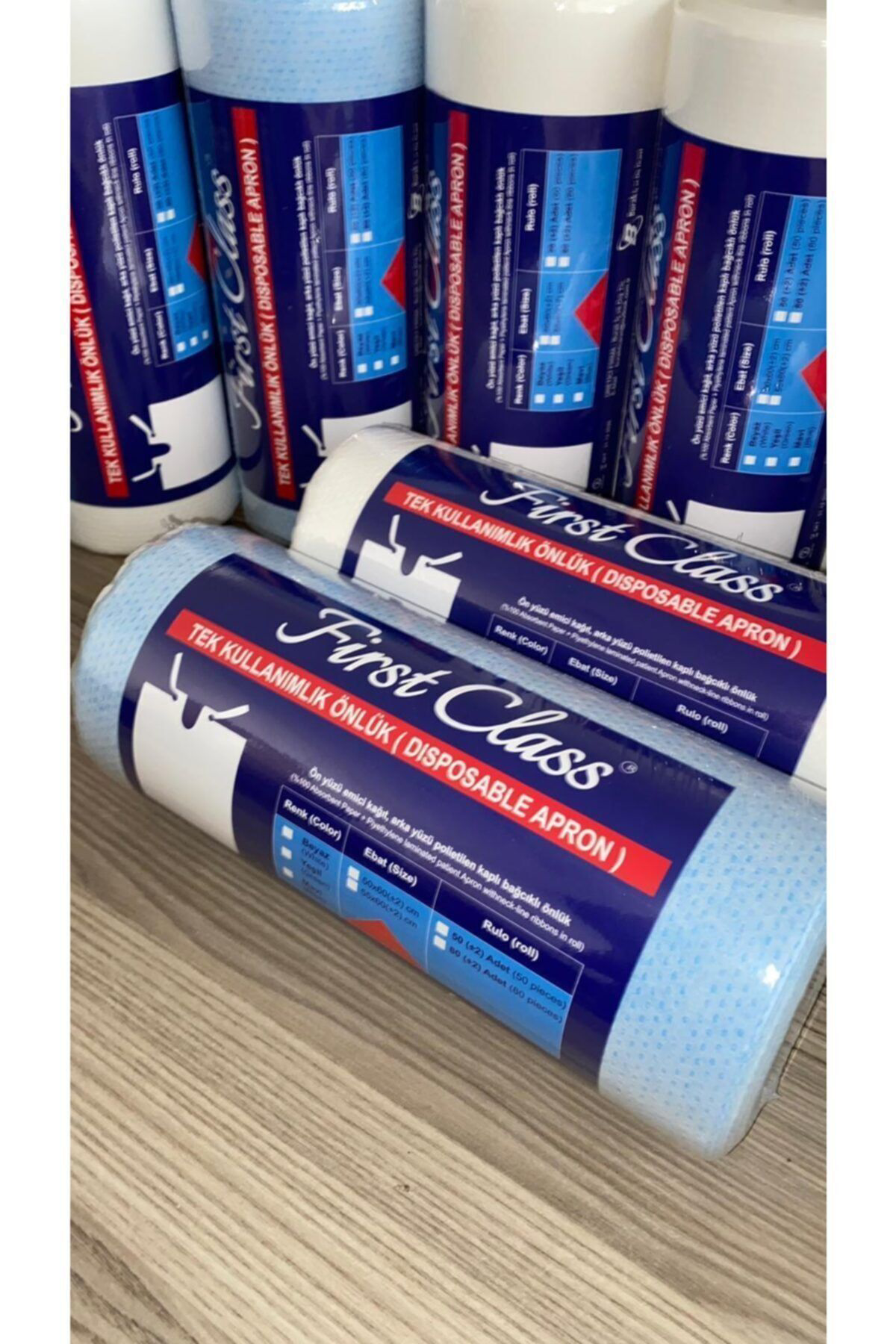 Dişçi Hasta Önlüğü Mavi Laminasyonlu Sıvı Geçirmez 80'li 2 Rulo