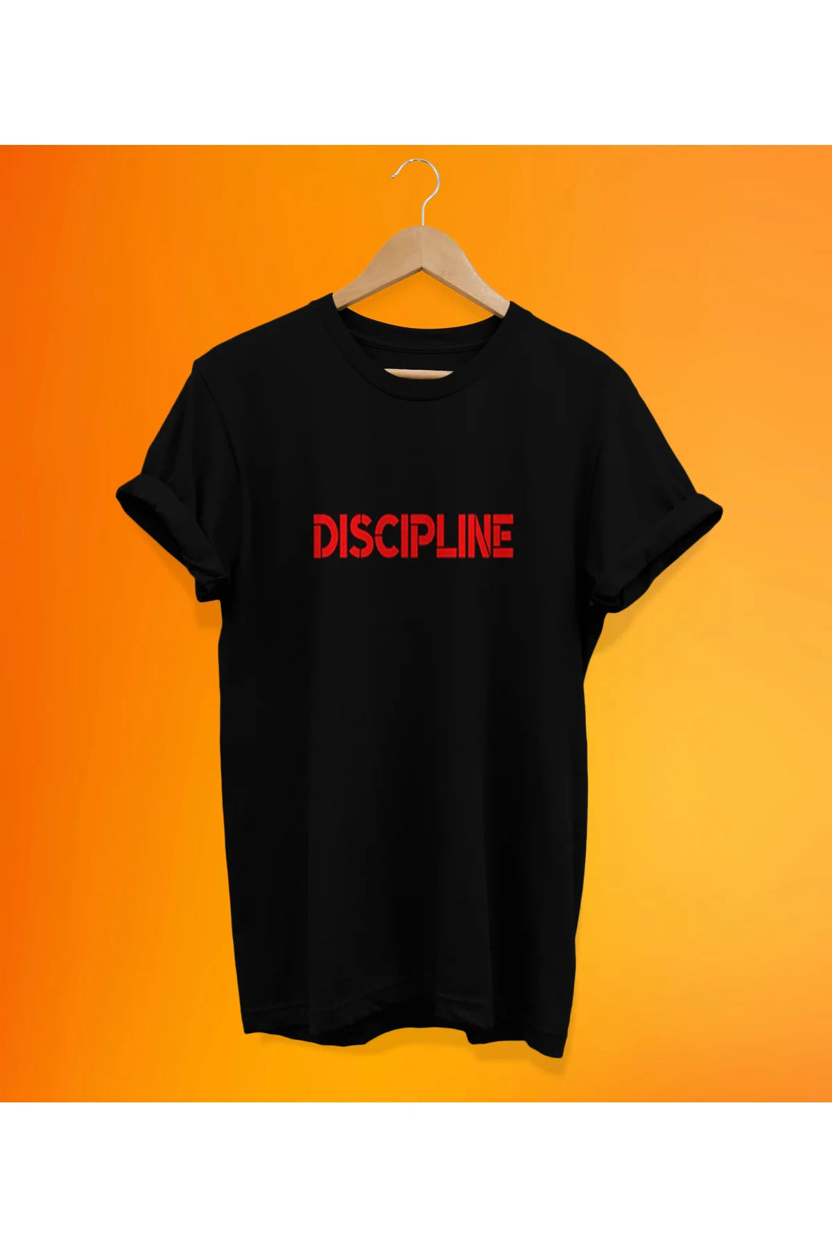 Disiplin Baskılı Siyah, %100 Pamuk Basic (Normal Beden) T-Shirt