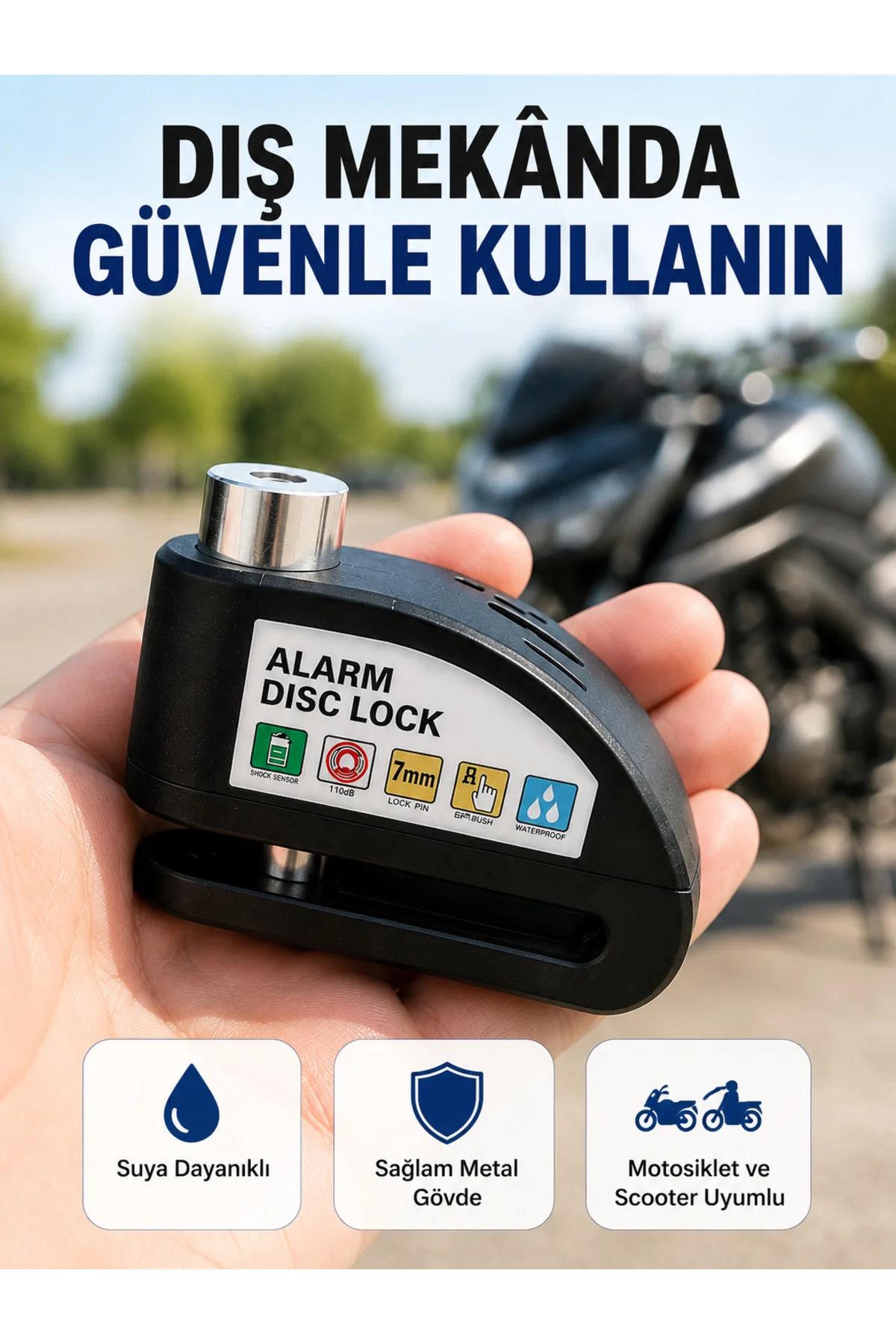 Disk Fren Kilidi Alarmlı Anti Hırsızlık Motosiklet Scooter Bisiklet Yeni Nesil Disk Fren Kilidi Alarmlı Anti Hırsızlık Motosiklet Scooter Bisiklet Yeni Nesil