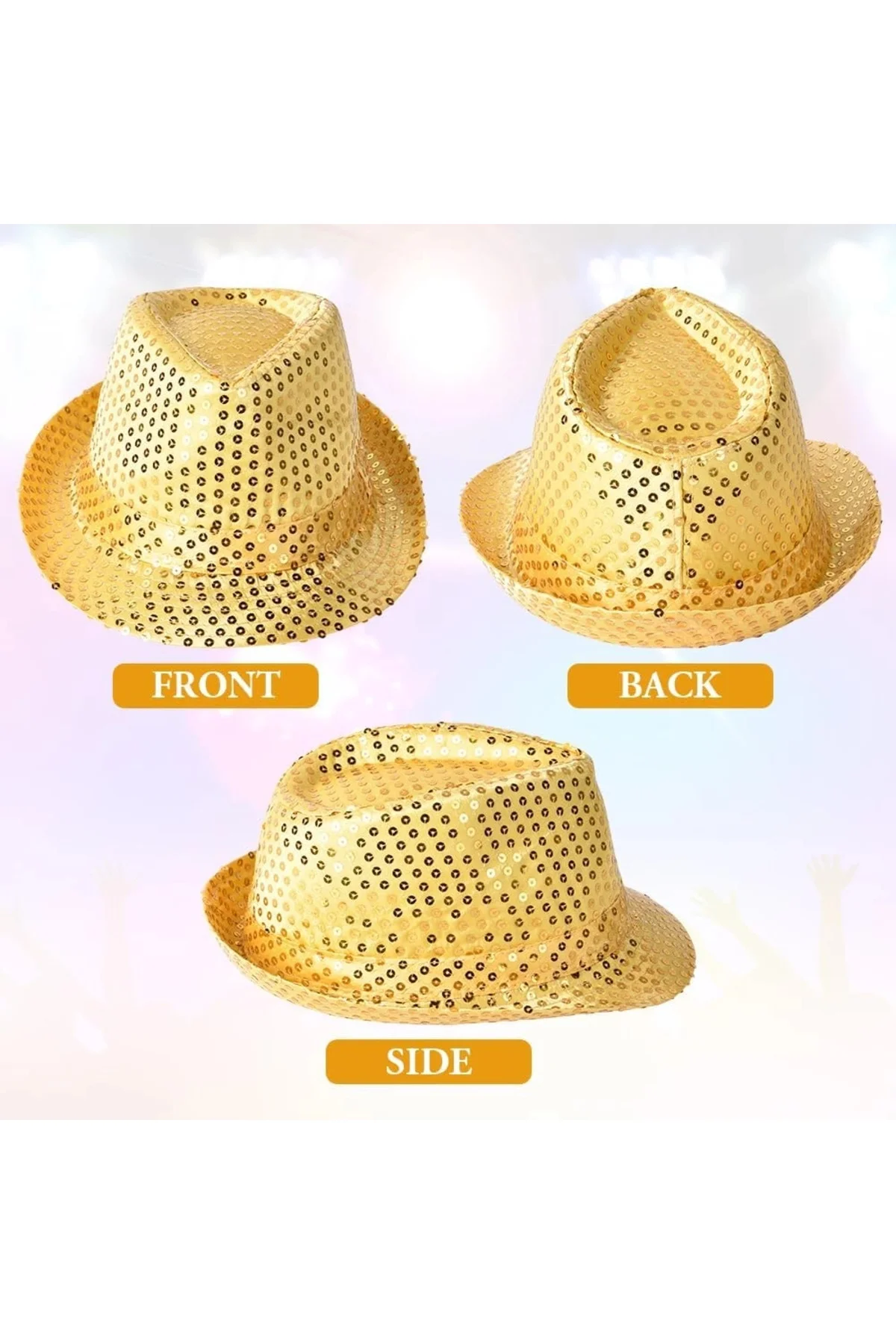 Disko Star Altın Gold Payetli Fötr Şapka Yetişkin Boy Disko Star Altın Gold Payetli Fötr Şapka Yetişkin Boy - Görsel 2