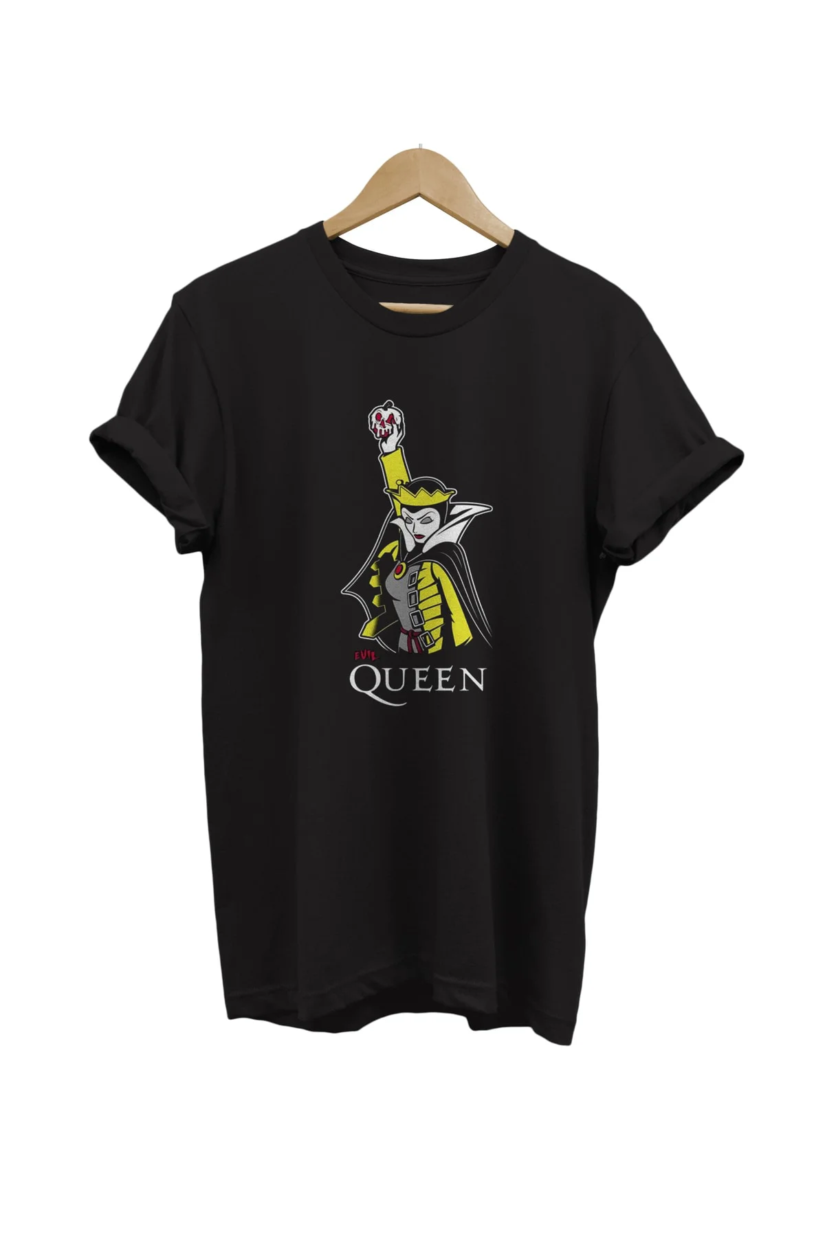 Disney Queen Baskılı %100 Pamuk Basic T-shirt Normal Beden Tişört