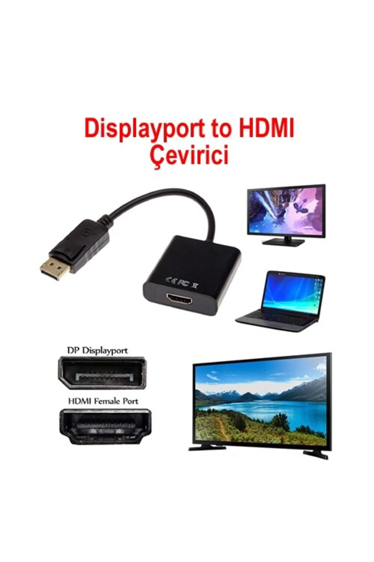 Displayport To Hdmi Dönüştürücü Adaptör Display Port Erkek Vga Di