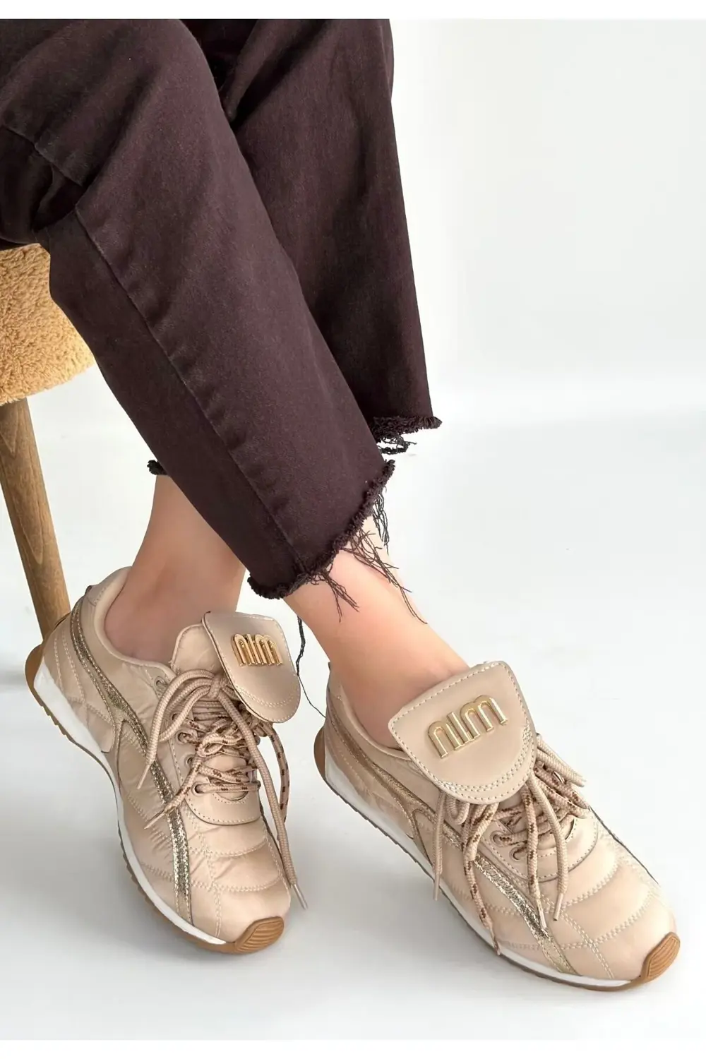 Dissa Bej Cilt Bağcıklı Paraşüt Detaylı Spor Ayakkabı