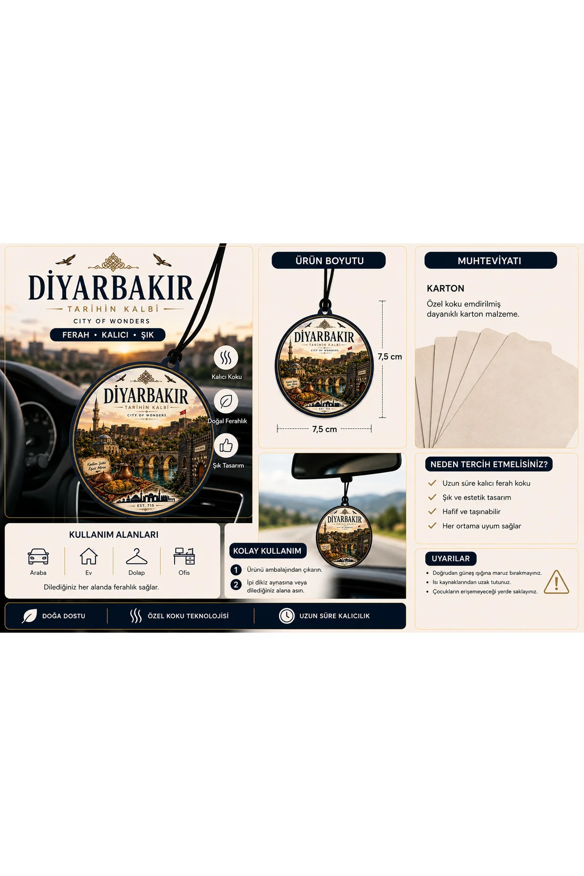 Diyarbakır Şehri Tasarımlı Oto Kokusu,Araba Kokusu,Oto Aksesuarı 
