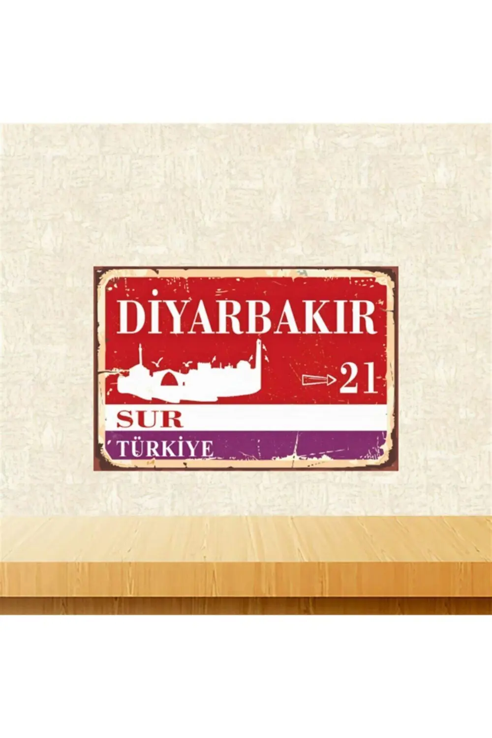 Diyarbakır Sur 20-30 cm Retro Ahşap Tablo Tkfx5364