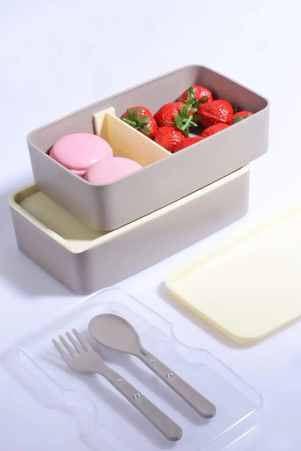 Diyarı 2 Katlı Mikrodalga Uyumlu Yemek Saklama Kabı Beslenme Kutu