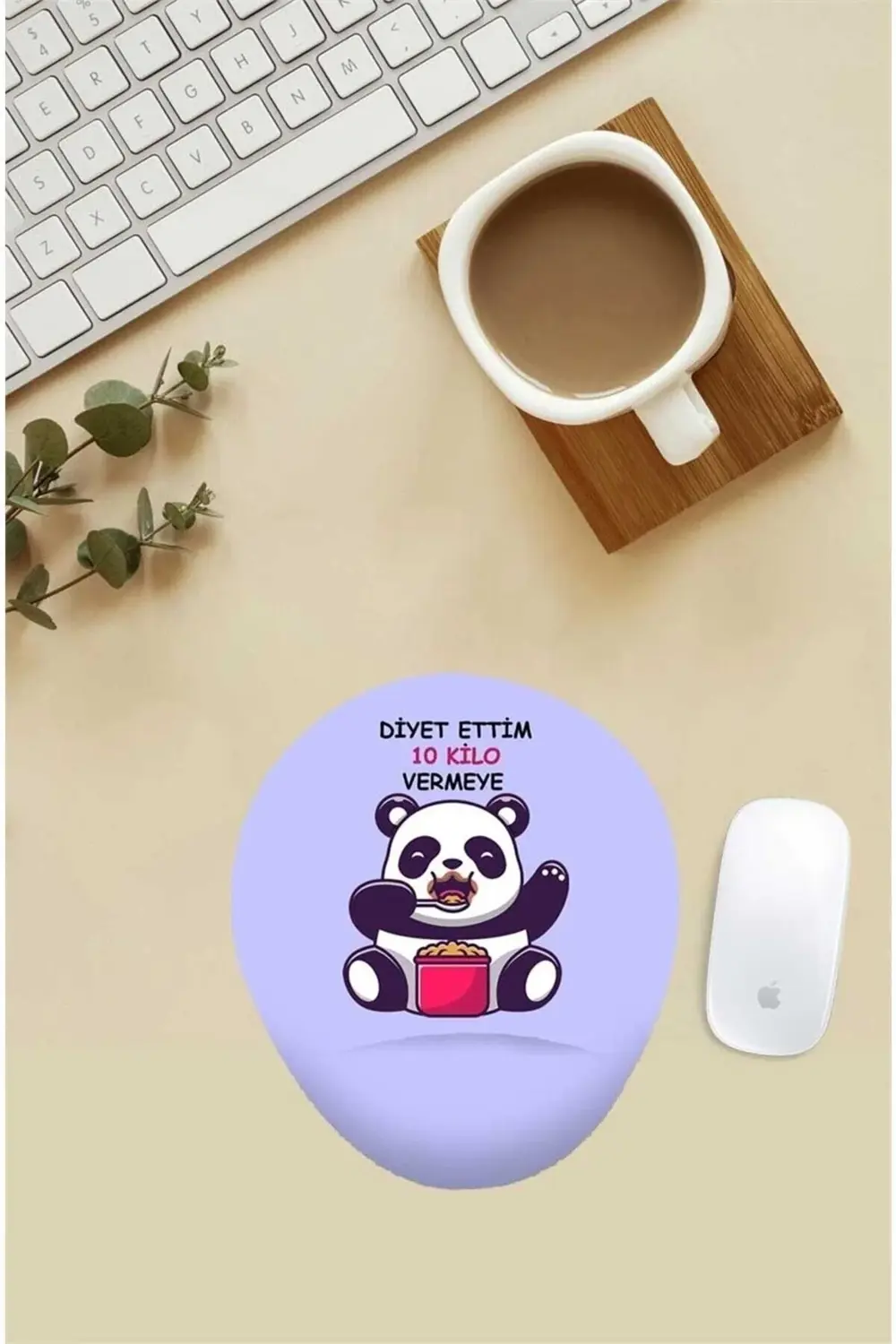 Diyet Ettim 10 Kilo Vermeye Desenli Bilek Destekli Mouse Pad