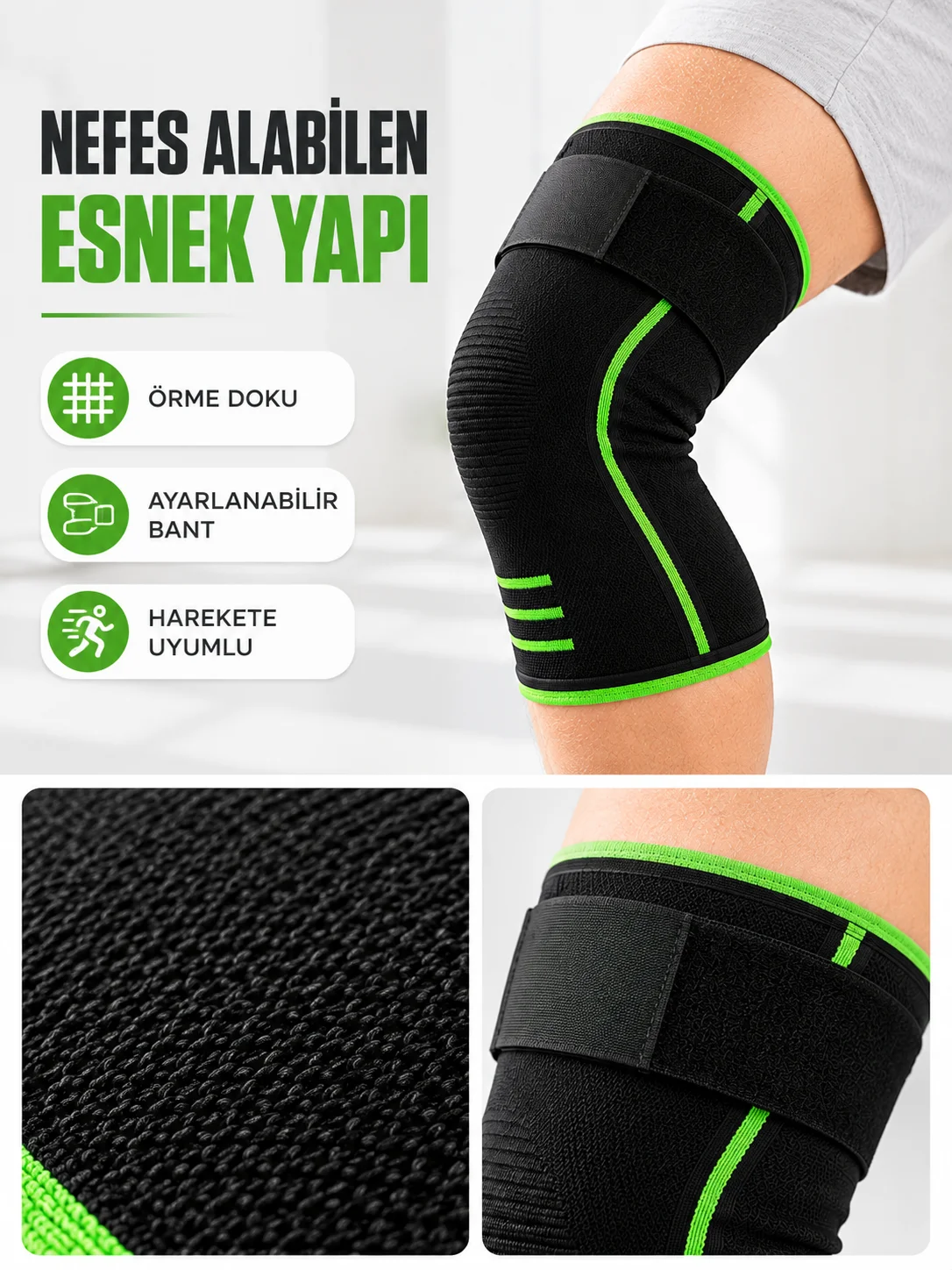 Diz Destekleyici Spor Dizlik Esnek Örme Kumaşlı Ayarlanabilir Üst Bantlı Fiyatı, Yorumları ve Özellikleri