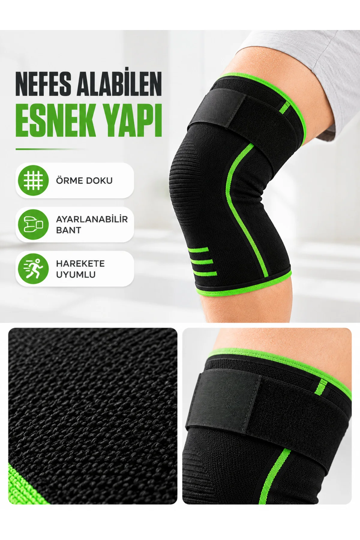 Diz Destekleyici Spor Dizlik Esnek Örme Kumaşlı Ayarlanabilir Üst Bantlı Diz Destekleyici Spor Dizlik Esnek Örme Kumaşlı Ayarlanabilir Üst Bantlı