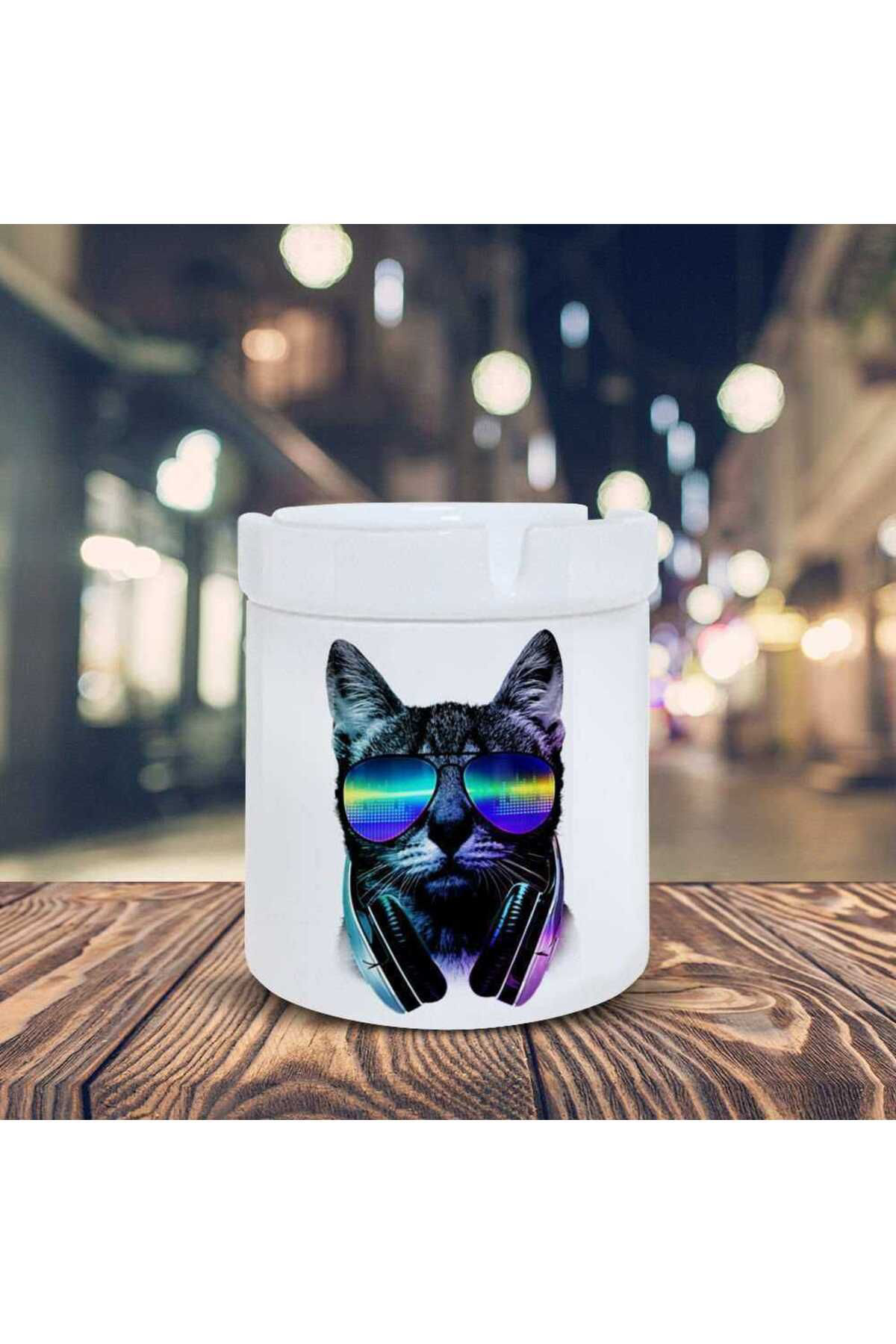 Asilmeydan Dj Cool Cat's Sevimli Kedi Baskılı Küllük Kül Tablası-11055