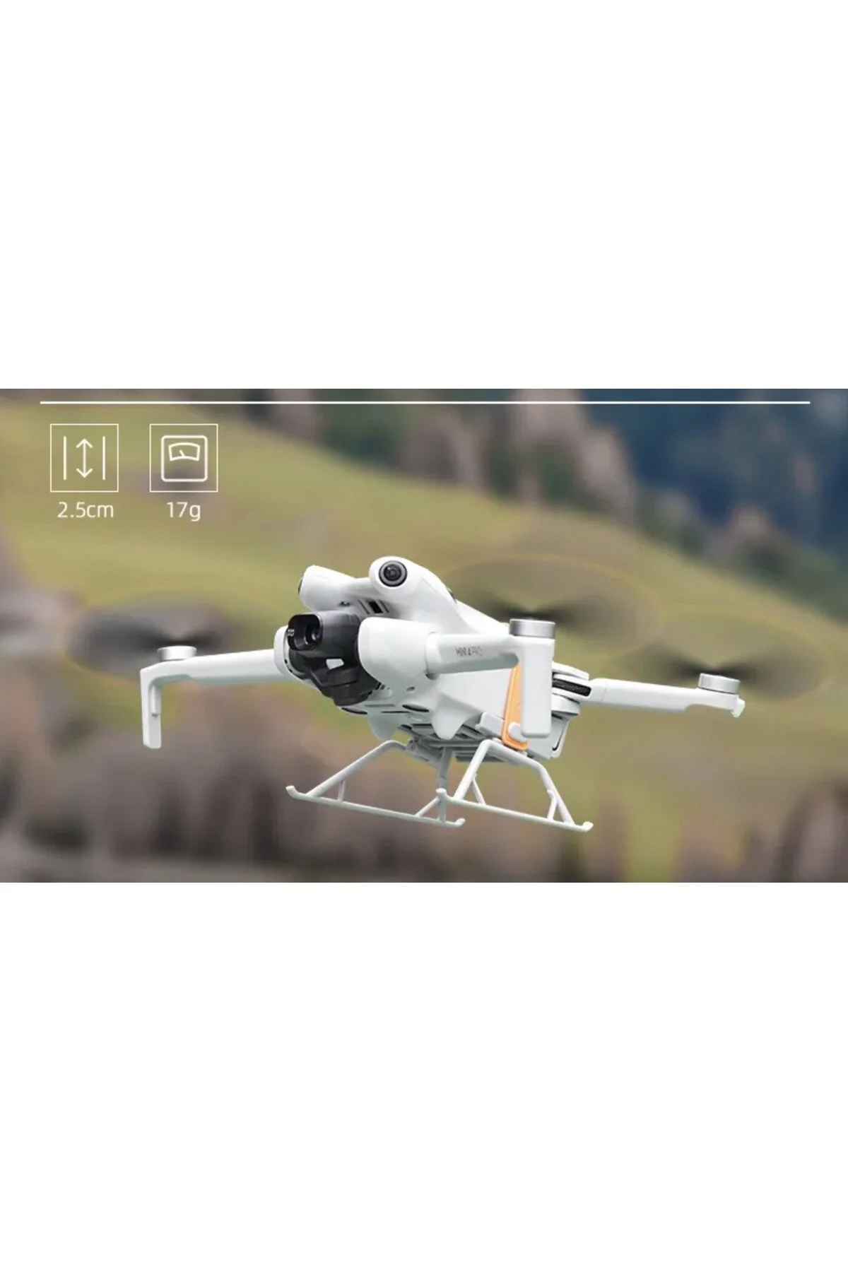 DJI Mini 4 Pro Aksesuar Seti 3'lü - İniş Takımı + Gimbal Koruyucu Gölgelik + Pervane Koruyucu - Görsel 5