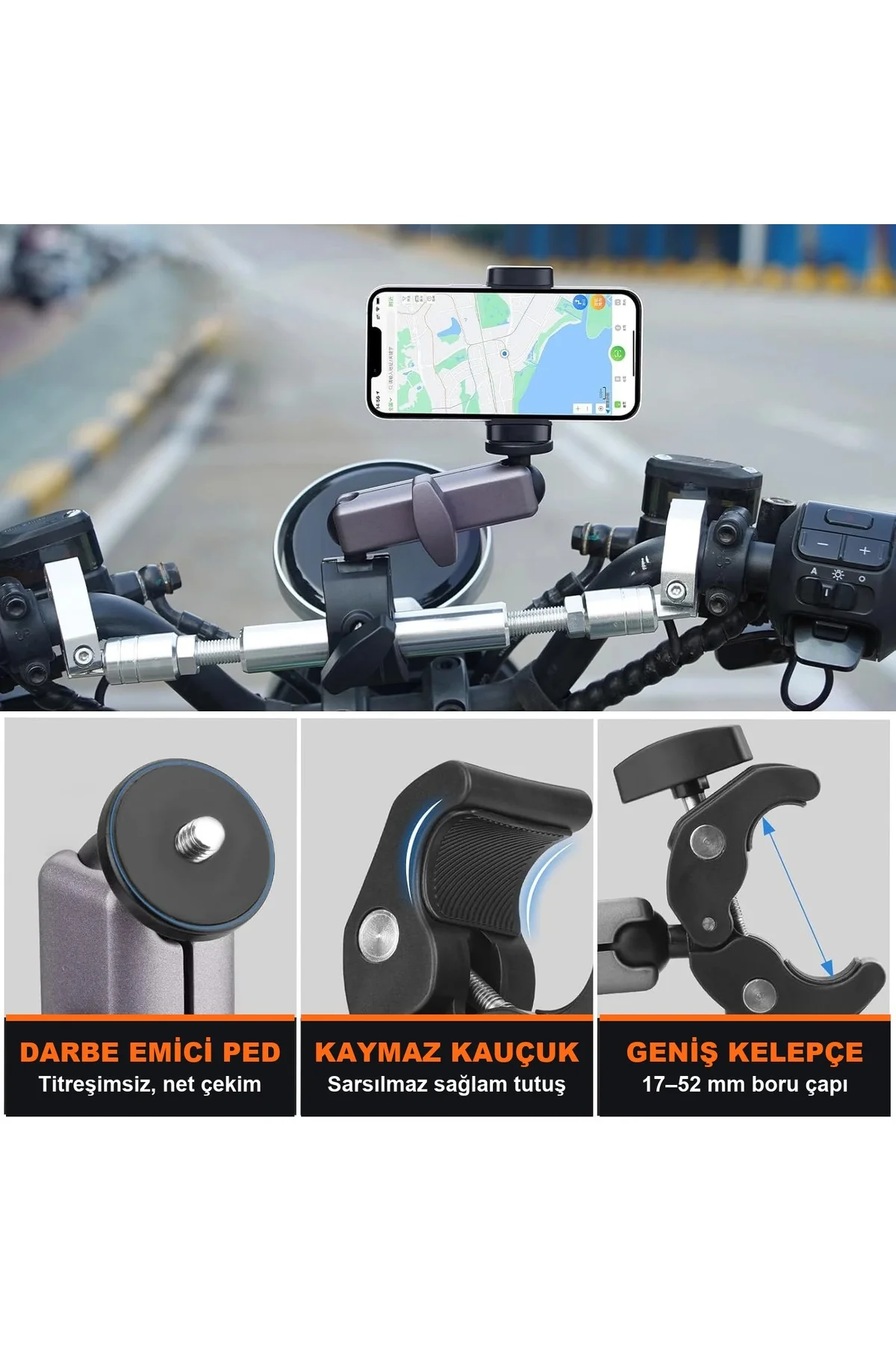 DJI Osmo Action 6 Osmo 360 Insta360 X6 X5 Uyumlu Alüminyum 360° Gidon Kelepçesi Bisiklet Motosiklet Montaj - Görsel 5