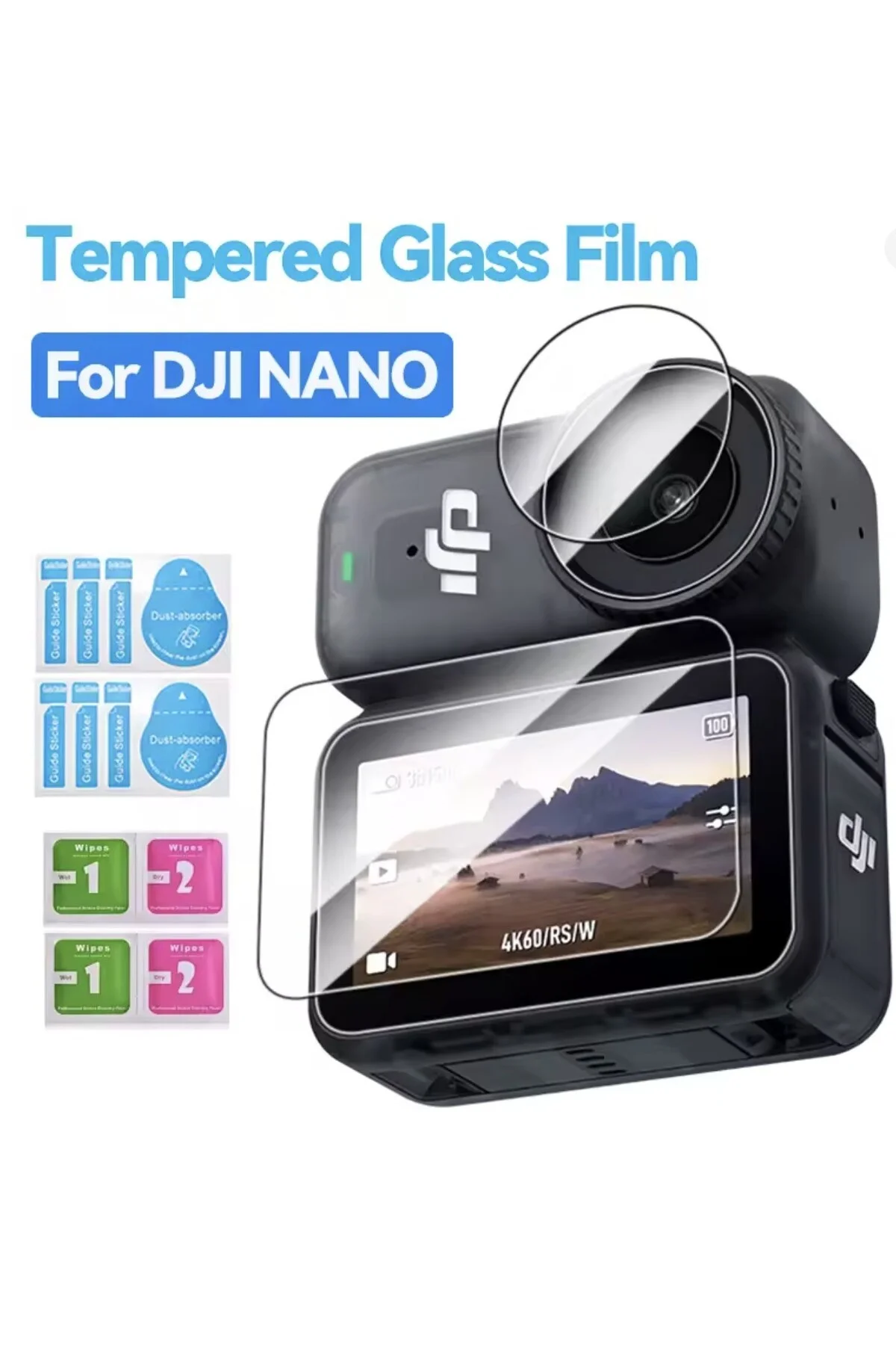 DJI Osmo Nano Koruma Seti 3'lü - Silikon Koruyucu Bileklik + Silikon Lens Koruması + Ekran Koruma Filmi - Görsel 4