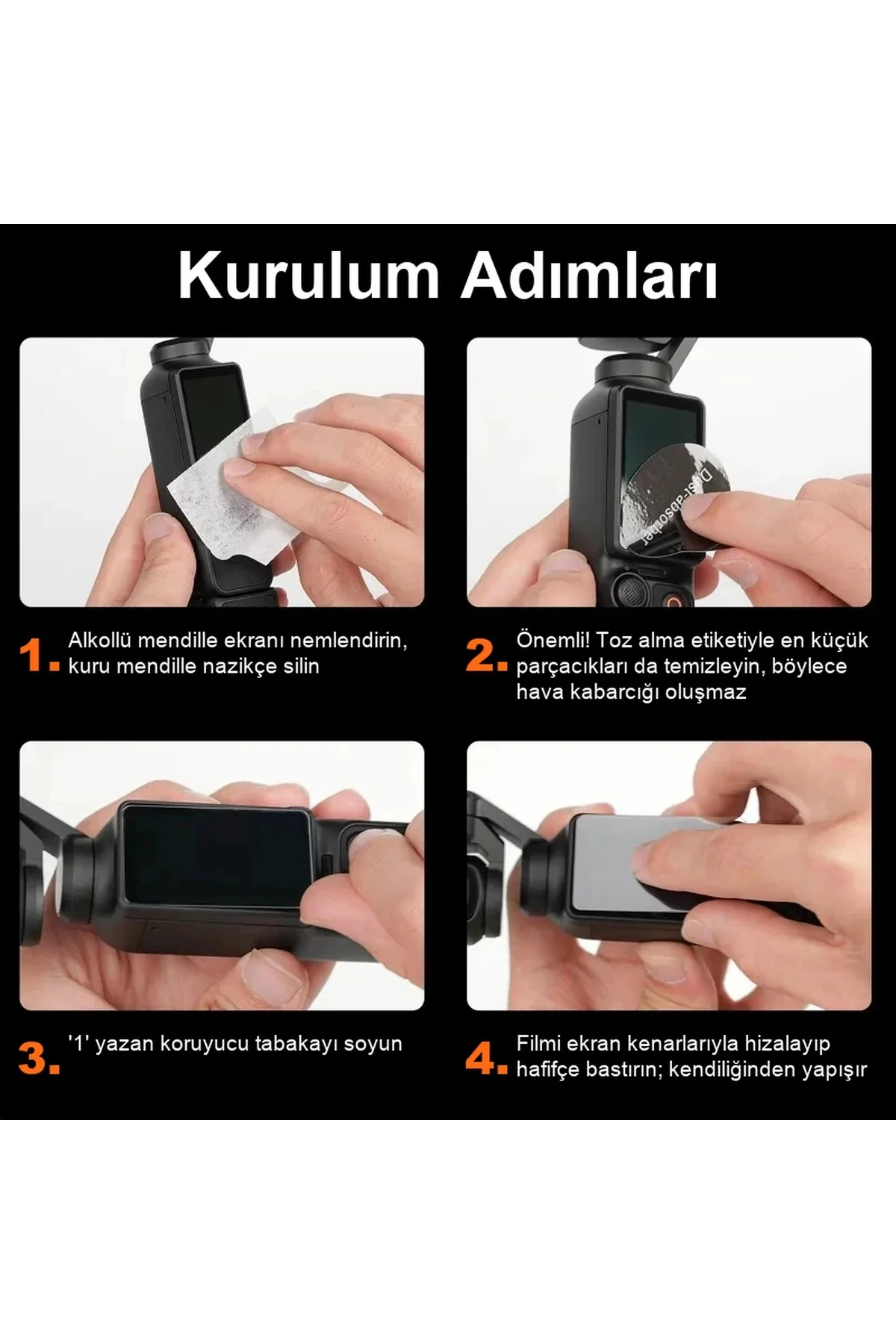 DJI Osmo Pocket 3 / 4 / 4P Uyumlu Ekran Koruma Filmi Şeffaf - Görsel 3