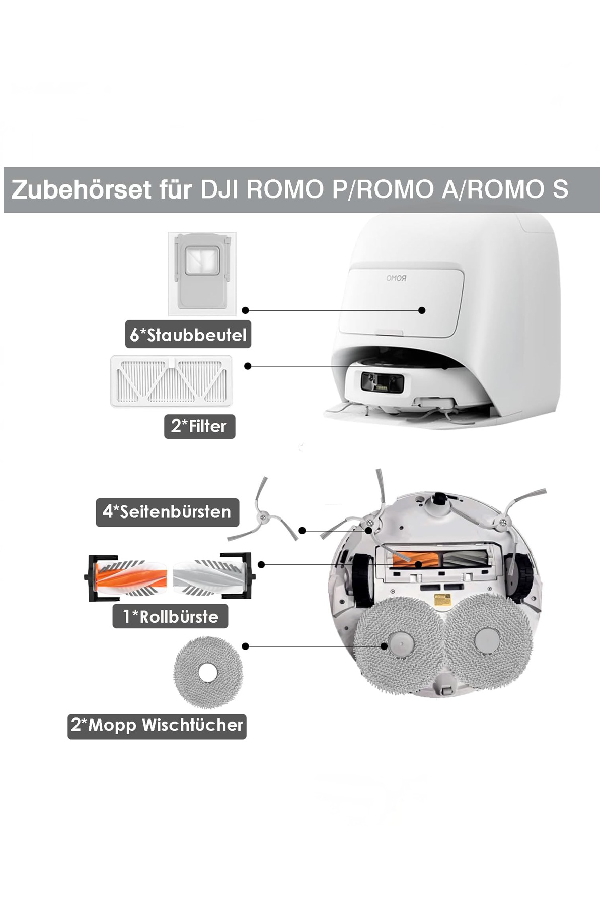 DJI Romo S Robot Süpürge Uyumlu 9 Aylık Yaşam Kiti DJI Romo S Robot Süpürge Uyumlu 9 Aylık Yaşam Kiti