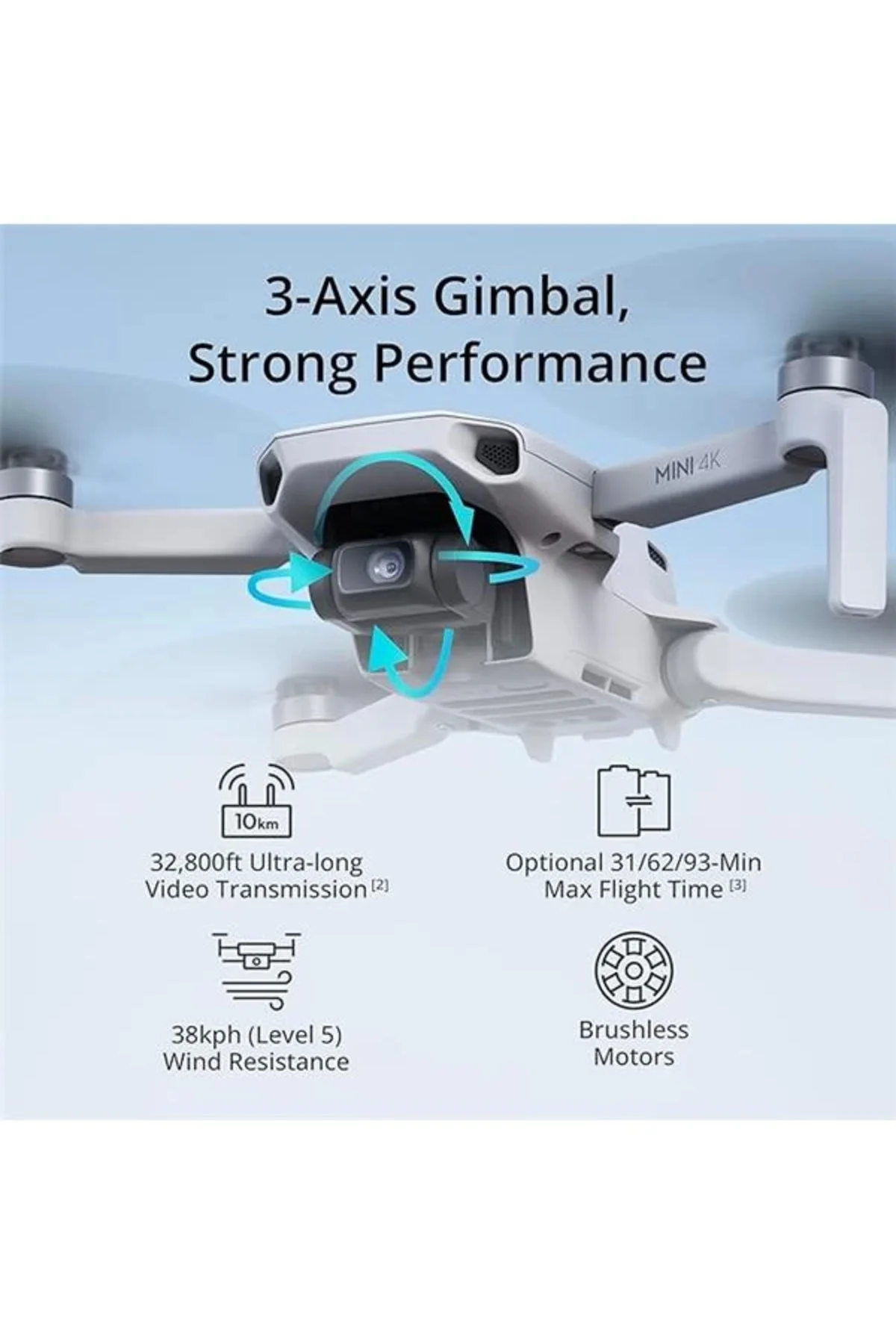 DjıMini , 4K 30 Fps, Drone, Gri