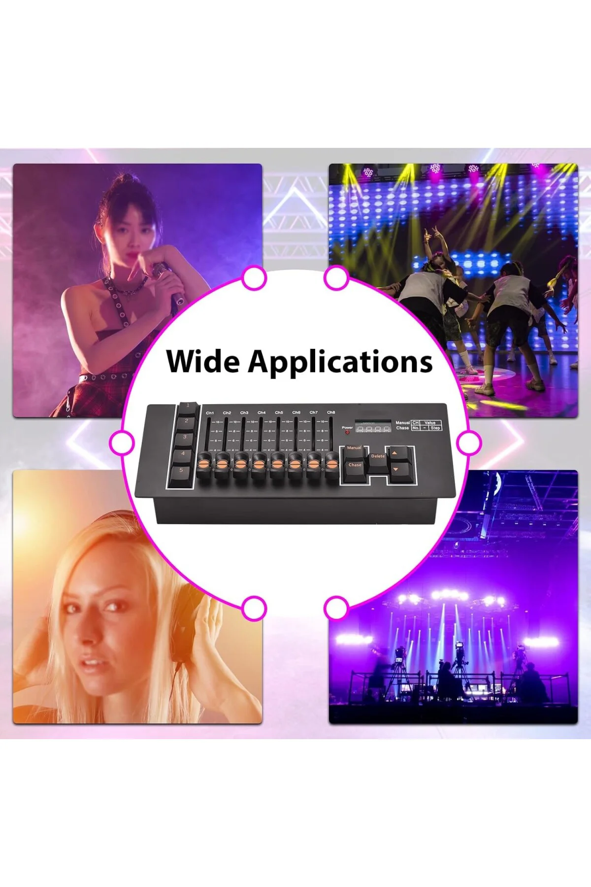 DMX Kontrolörü 512 40 Kanal Sahne DJ Işık Işıkları için Parti Gösterileri Diskotek Pub Kon