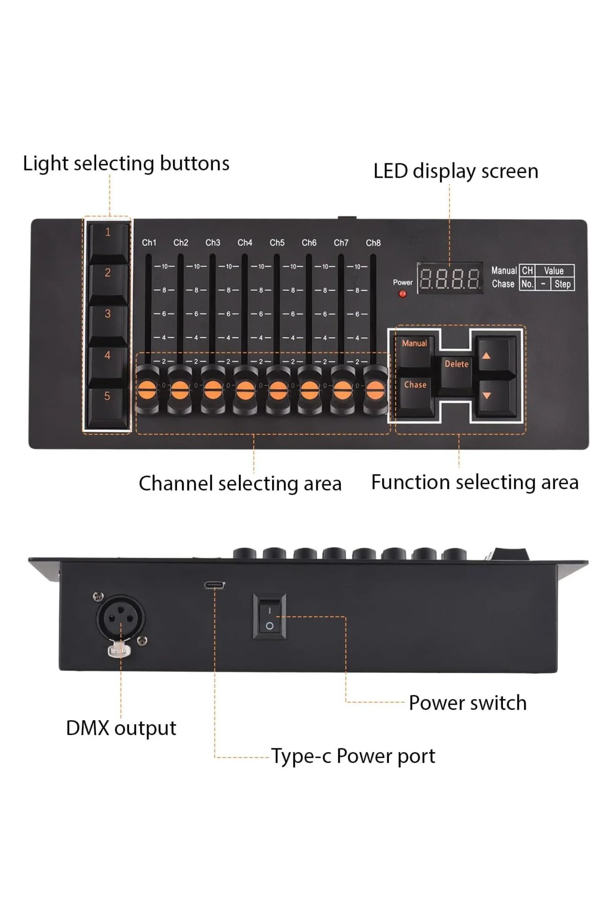 DMX Kontrolörü 512 40 Kanal Sahne DJ Işık Işıkları için Parti Gösterileri Diskotek Pub Kon
