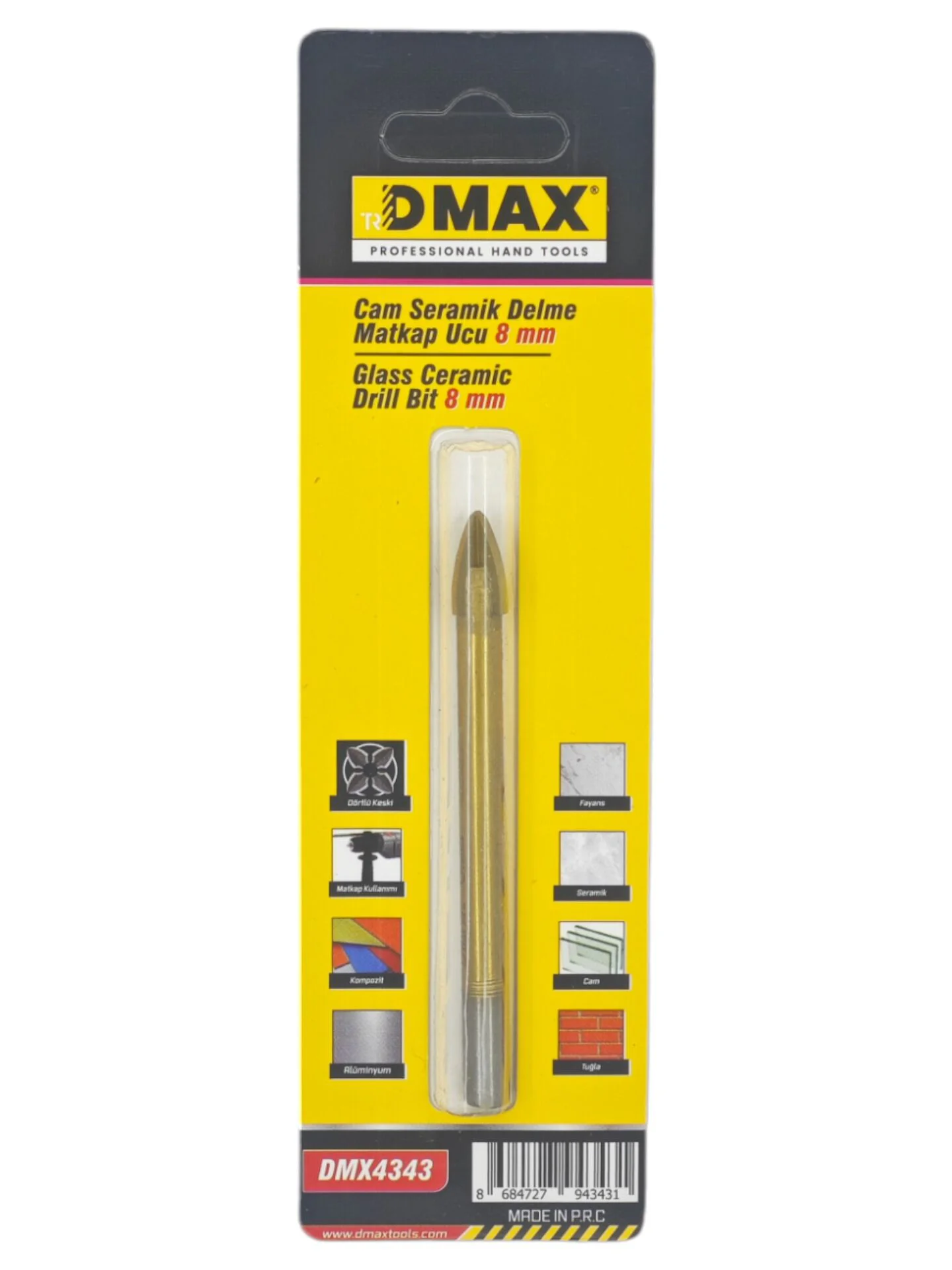 DMX4343   D-Max Cam Seramik Delme Matkap Ucu 8mm