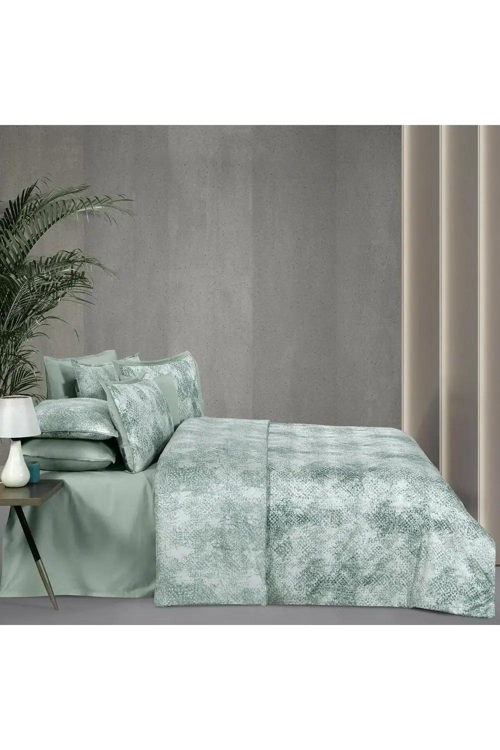 Sarev Dnipro Çift Kişilik %100 Pamuk Saten "300 Tc" Nevresim Takımı Yeş