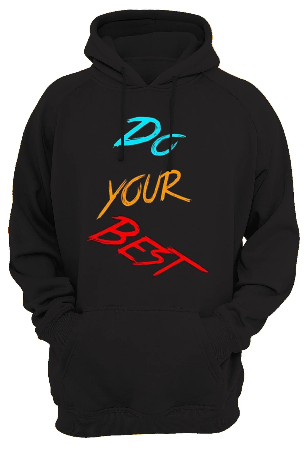 Do Your Best Baskılı Beyaz Siyah Kapşonlu Fermuarsız Sweatshirt Hoodie