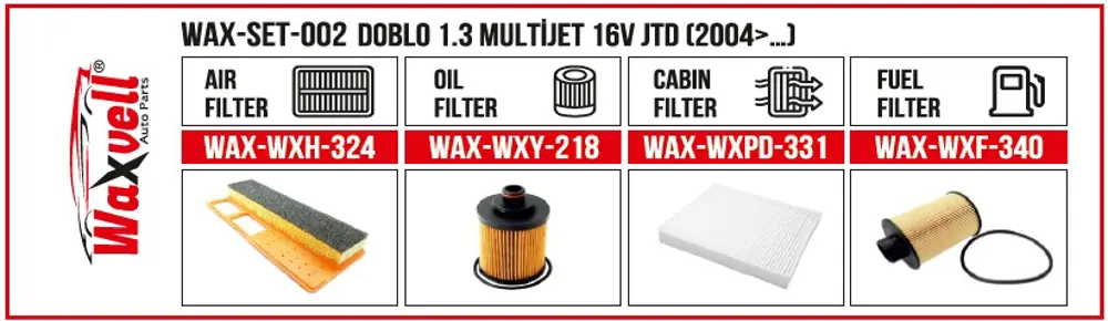 DOBLO 1.3 MULTİJET FİLTRE BAKIM SETİ 16V JTD (2004>…)
