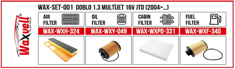 DOBLO 1.3 MULTİJET FİLTRE BAKIM SETİ 16V JTD (2004>…) DOBLO 1.3 MULTİJET FİLTRE BAKIM SETİ 16V JTD (2004>…)
