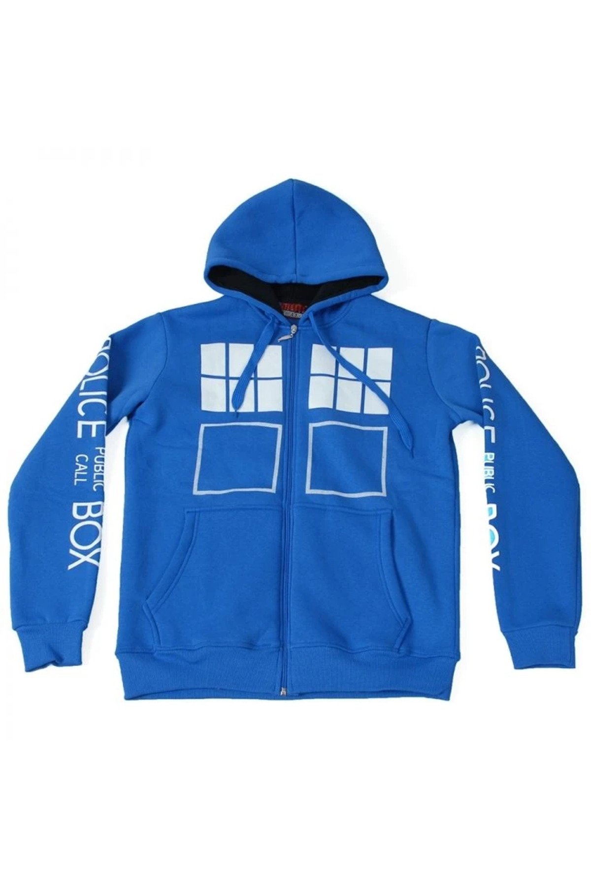 Doctor Who The Police Box Fermuarlı Kapüşonlu Sweatshirt Mavi