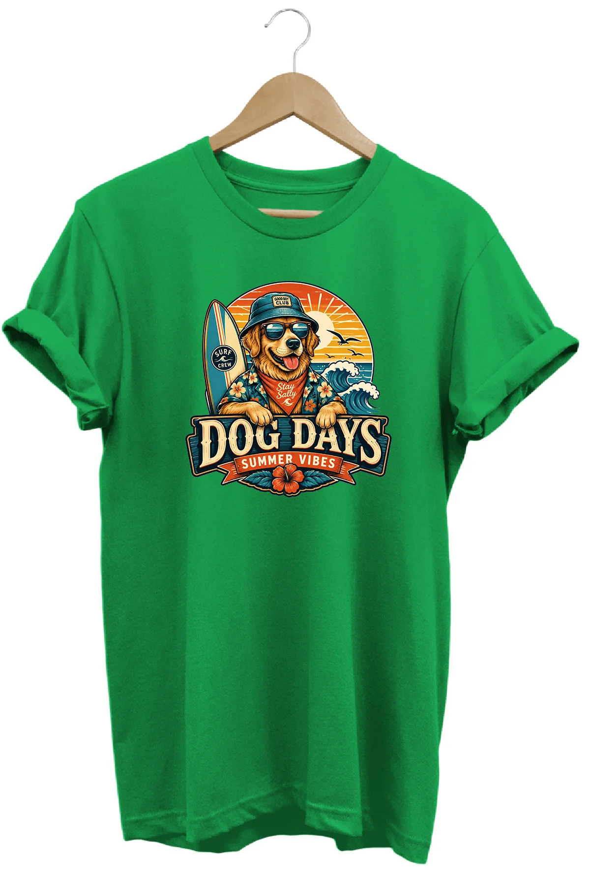 Dog Days Summer Vibes Unisex Köpek Baskılı Yaz Temalı Regular Kalıp Bisiklet Yaka T-Shirt
