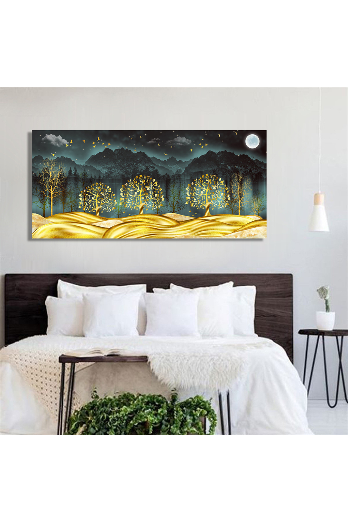 Korkmazkanvas Doğa Manzarasındaki Altın Kumlar Ve Altın Ağaçlar Kanvas Tablo