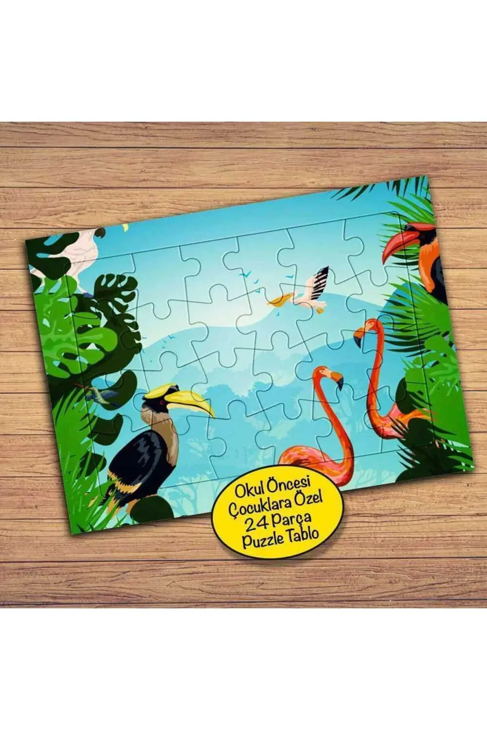 Doğada Flamingo Kuşları 24 Parça Çocuklara Özel Yapboz Tablo-1296