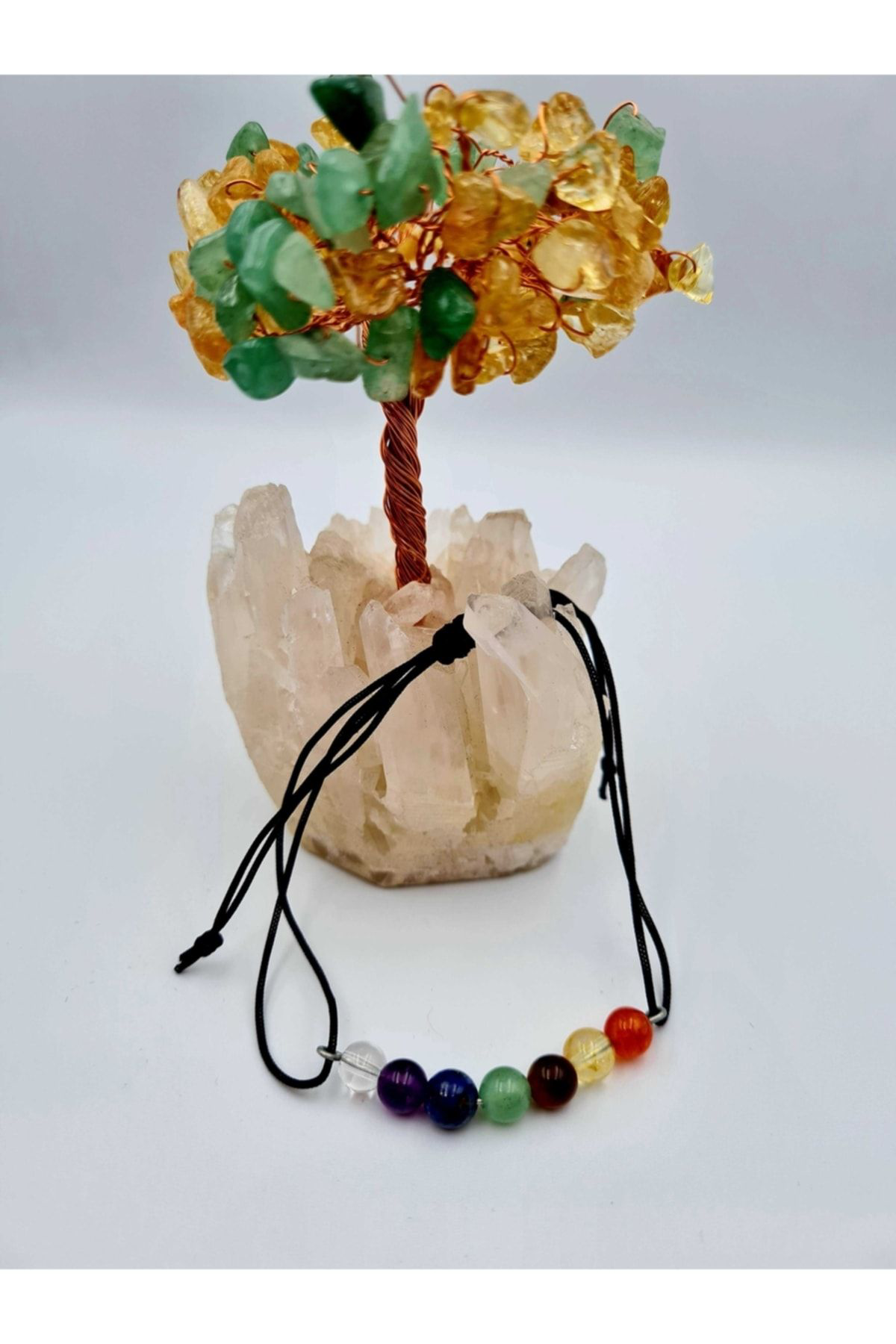 Gümüştel El Sanatlari Doğal 7 Çakra Bilekliği Kristal Kuvars, Ametist, Lapis Lazuli, Av