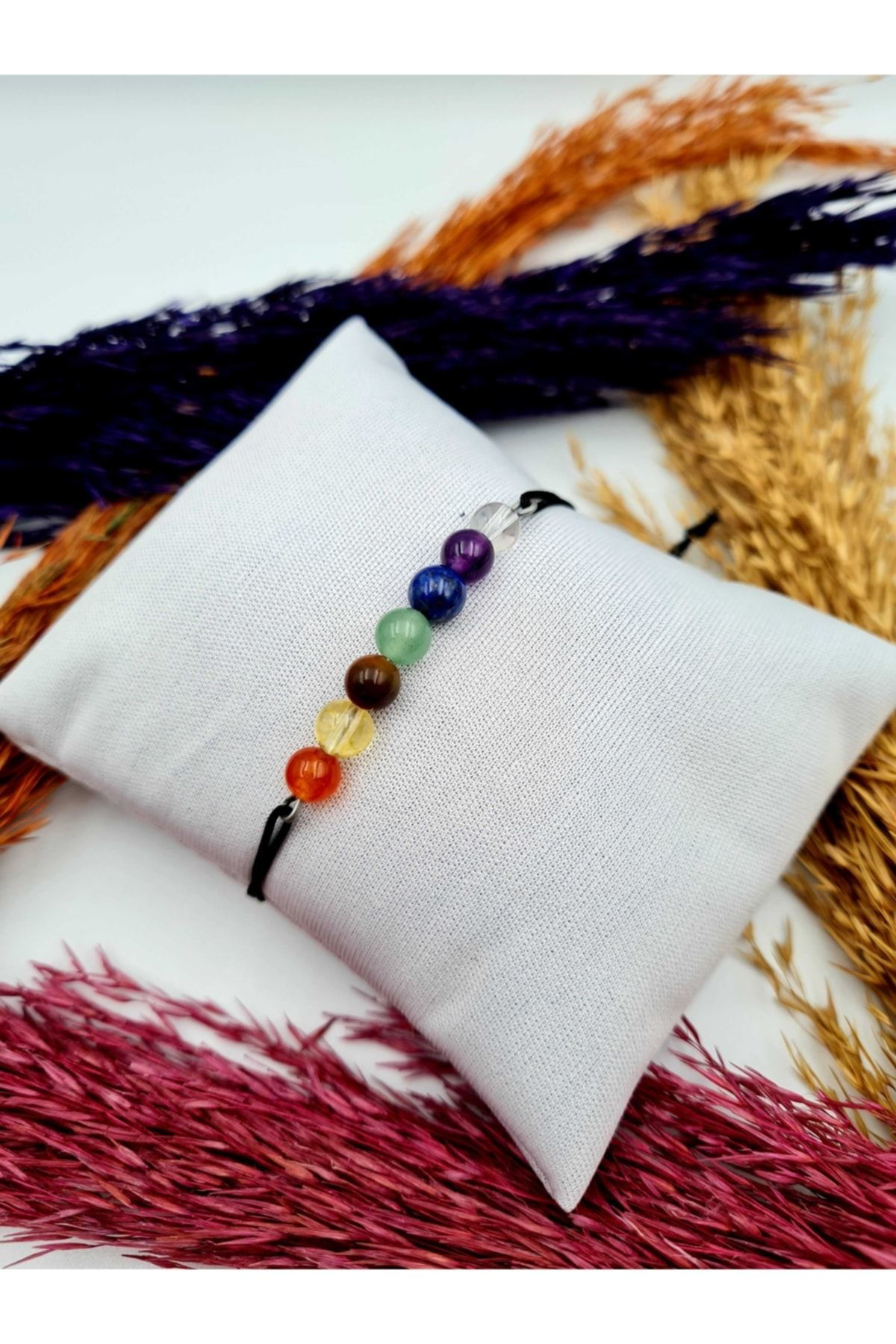 Gümüştel El Sanatlari Doğal 7 Çakra Bilekliği Kristal Kuvars, Ametist, Lapis Lazuli, Av