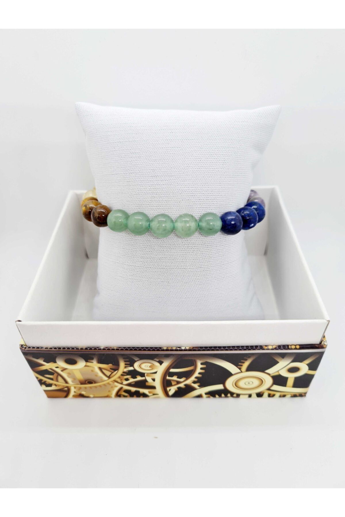 Doğal 7 Çakra Bilekliği Kristal Kuvars Ametist Lapis Lazuli Avent