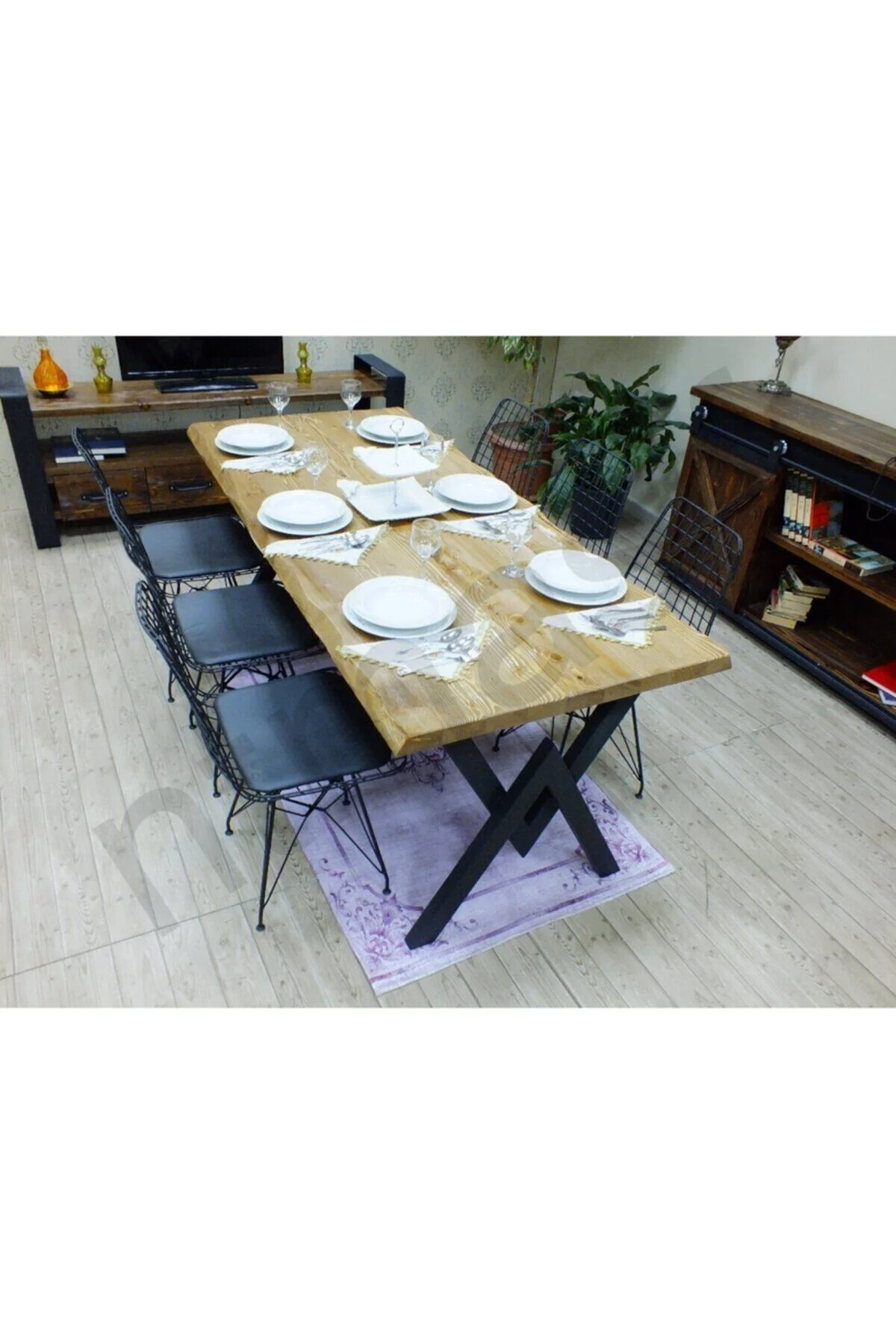 Doğal Ağaç Yemek Masası - (100cm-210cm Masa) - Görsel 7