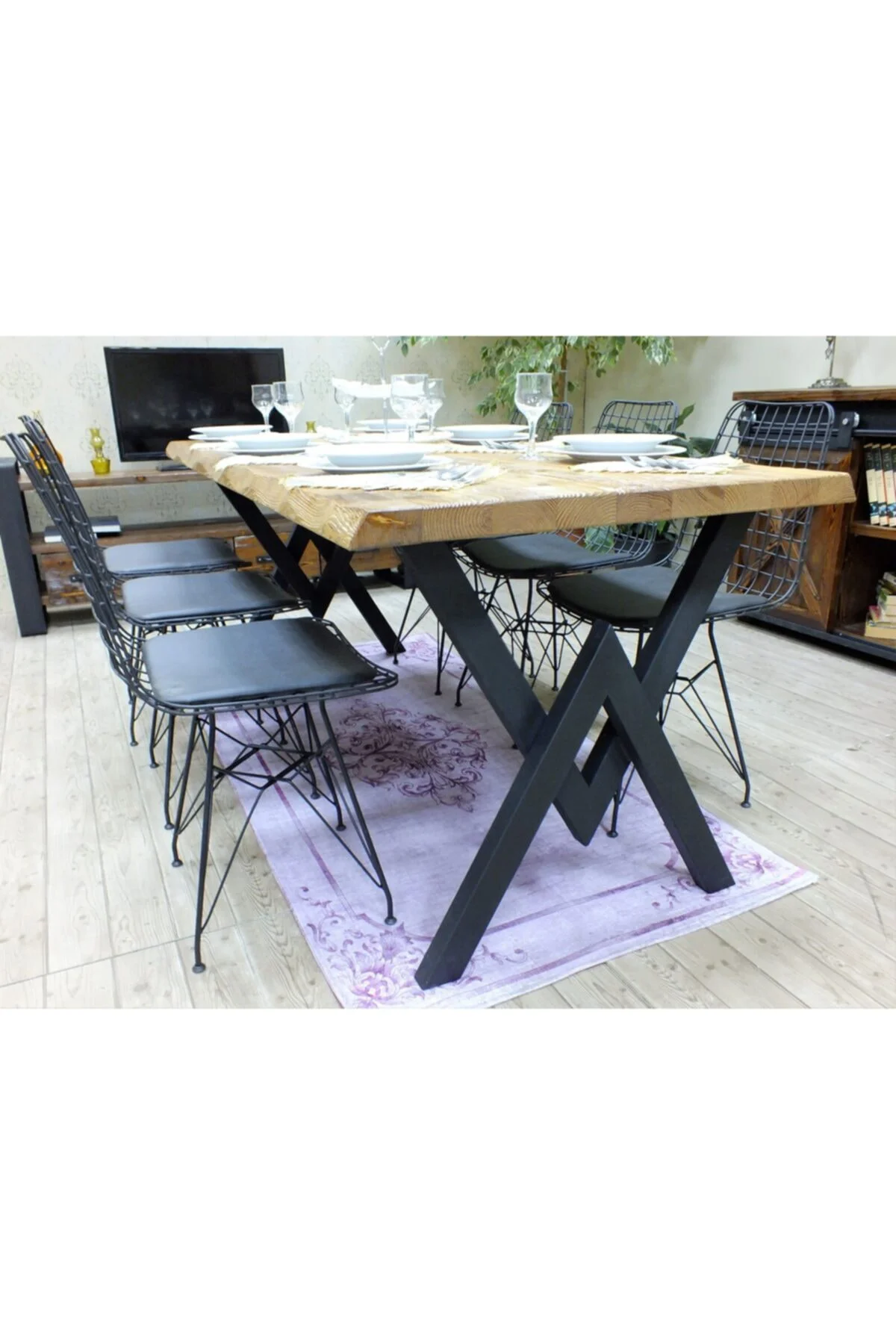 Doğal Ağaç Yemek Masası - (100cm-210cm Masa) - Görsel 3