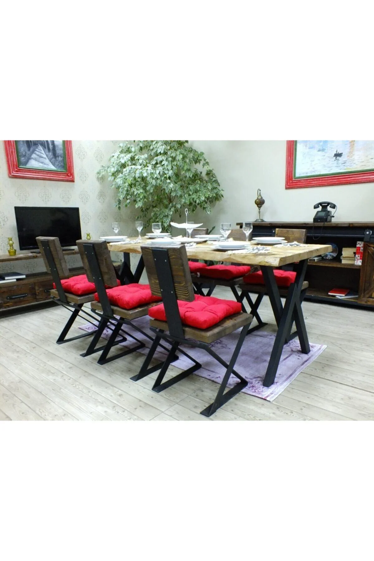 Doğal Ağaç Yemek Masası - (100cm-210cm Masa) - Görsel 32