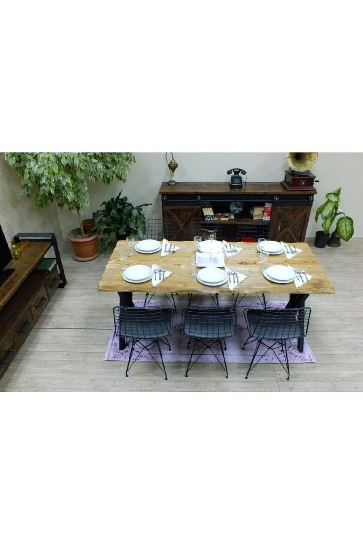 Doğal Ağaç Yemek Masası - (100cm-210cm Masa) - Görsel 14