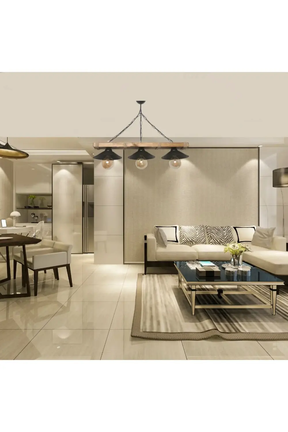 Abajour Doğal Ahşap 3 Lü Halatlı Rustik Tasarım Şapkalı Avize